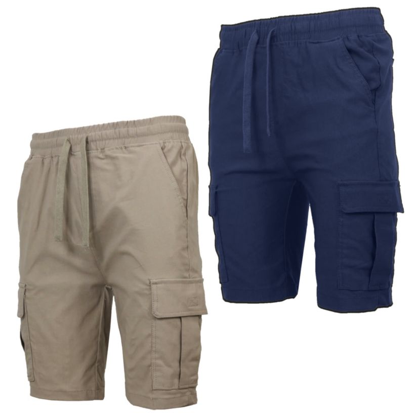 Galaxy By Harvic Men’s Slim Fit Super Flex Stretch Cargo Jogger Shorts-2 Pack