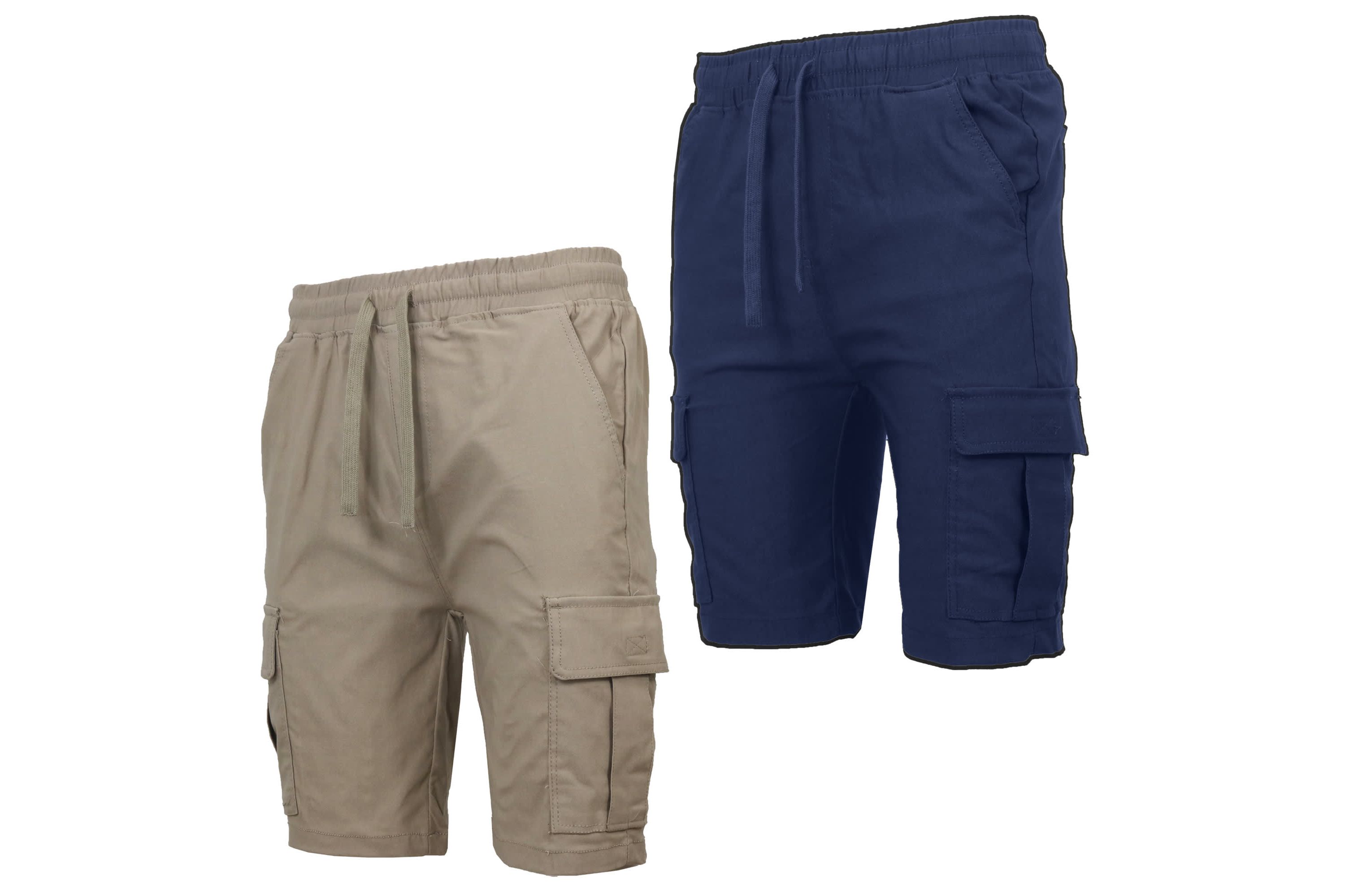 Galaxy By Harvic Men’s Slim Fit Super Flex Stretch Cargo Jogger Shorts-2 Pack