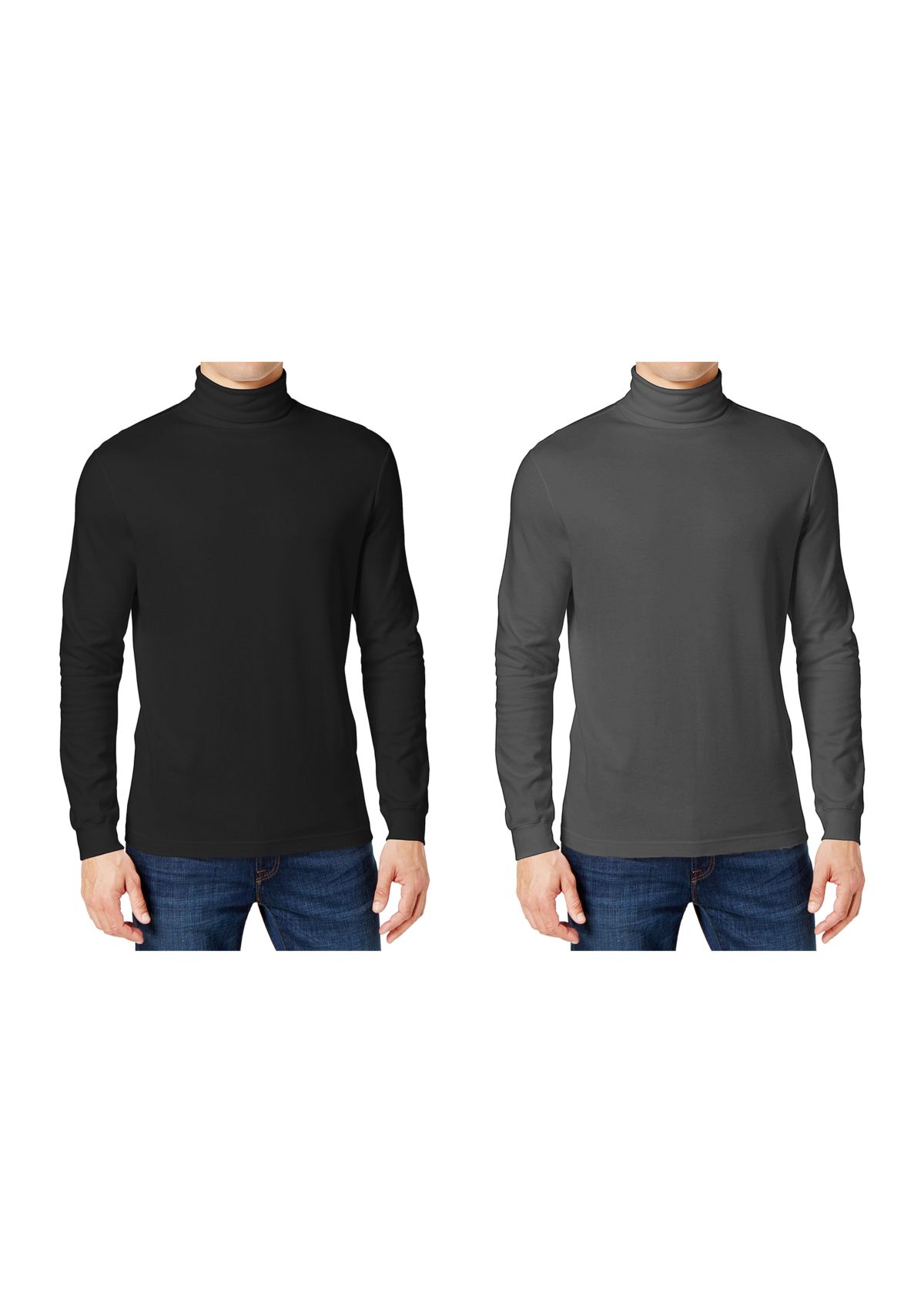 Mens Long Sleeve Turtleneck T-Shirt - 2 Pack