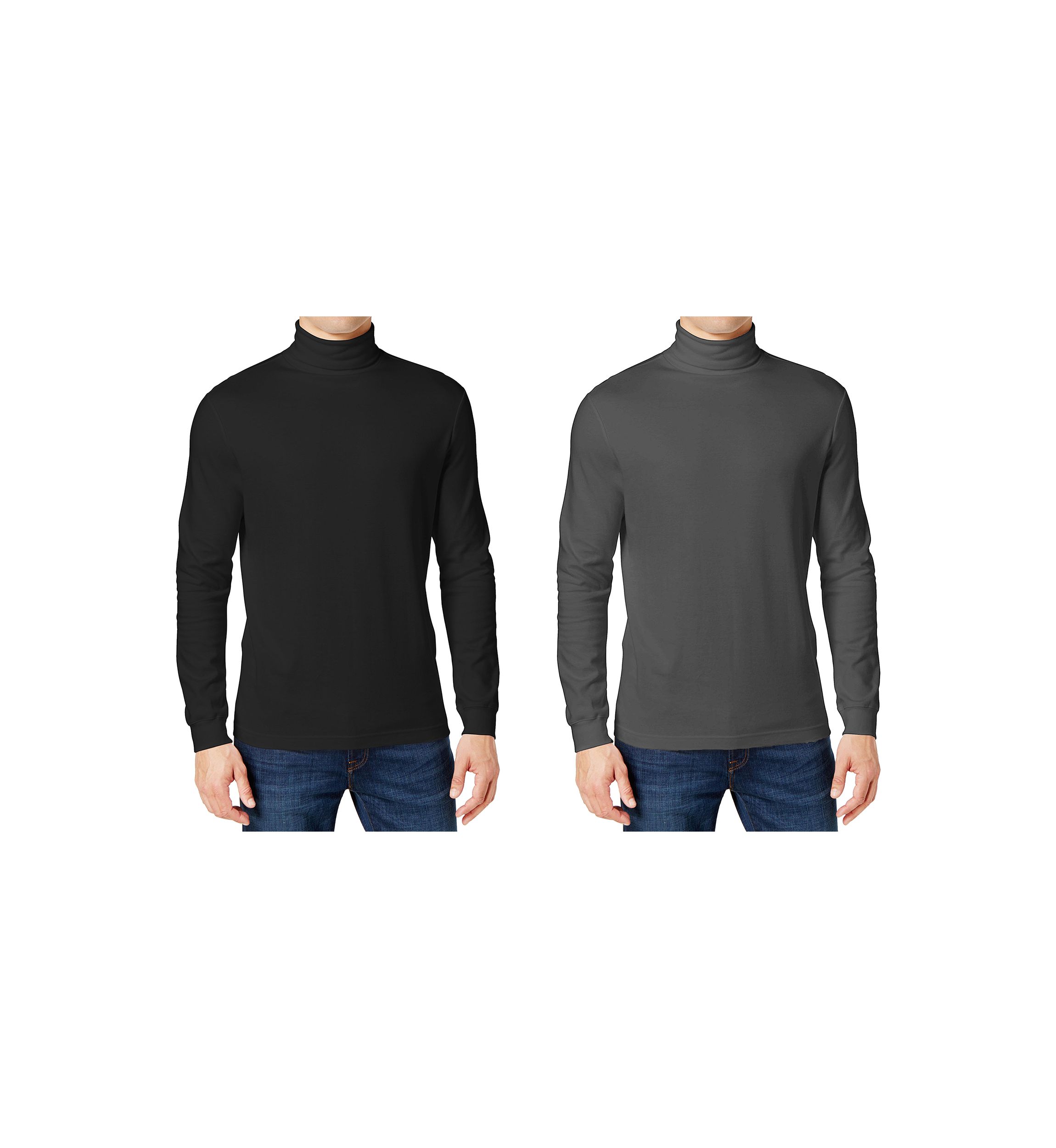 Mens Long Sleeve Turtleneck T-Shirt - 2 Pack