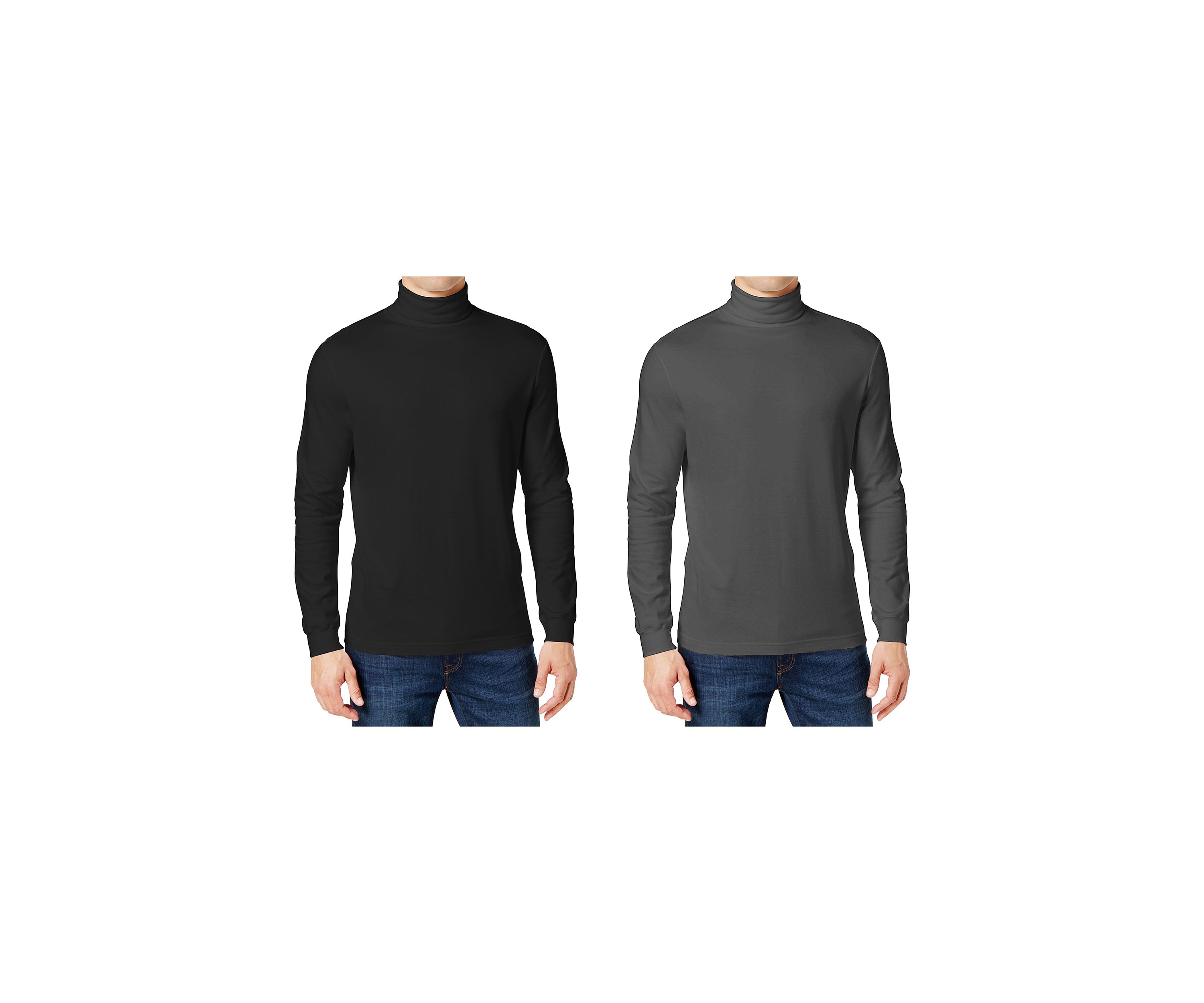 Mens Long Sleeve Turtleneck T-Shirt - 2 Pack