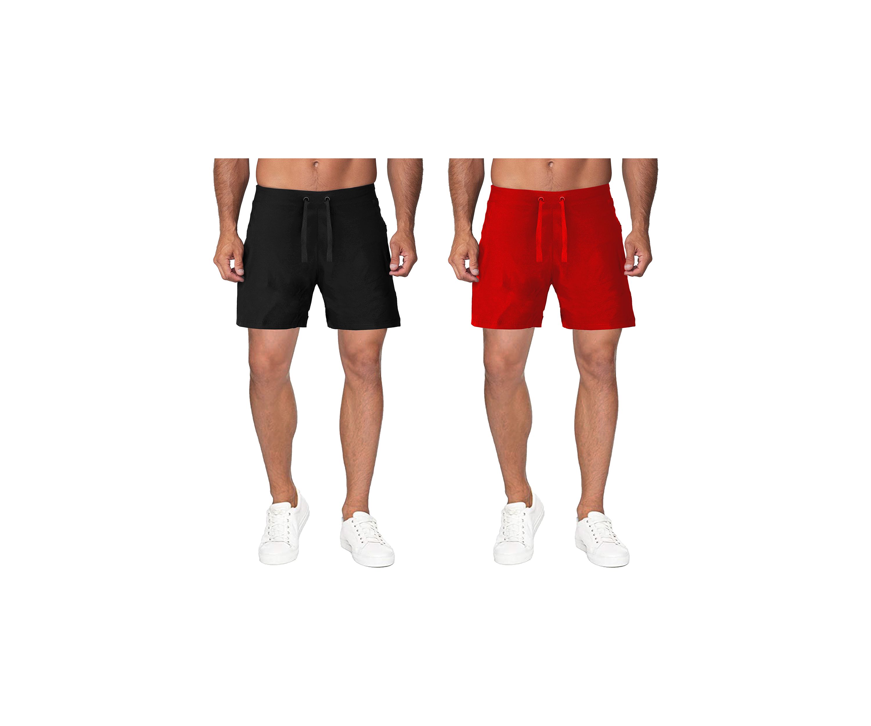 Mens 7 Inch Performance Active Workout Training Shorts with Mesh Lining - 2 Pack