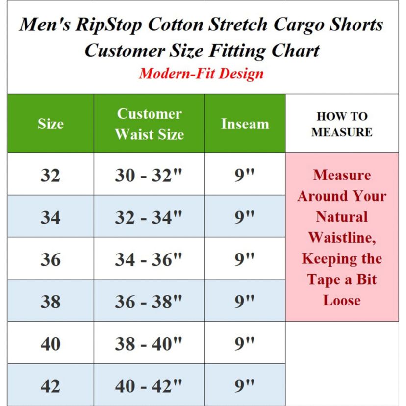 Galaxy Rugged Trail  Mens Cotton Stretch Ripstop Cargo Shorts With Belt