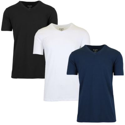 Blu Rock Men's Short Sleeve V-Neck Cotton Stretch Tees-3 Pack, 2XL