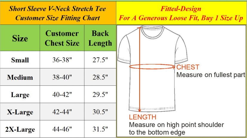 Blu Rock Mens Short Sleeve V-Neck Cotton Stretch Tees-3 Pack