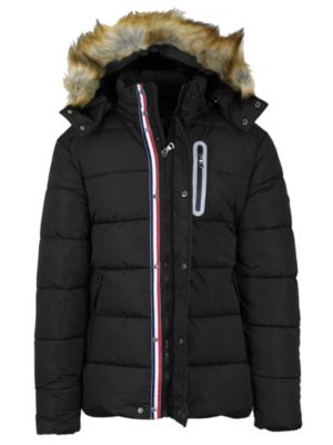 Heavyweight Tech Puffer Jacket With Chest Pocket & Detachable Faux Fur Hood