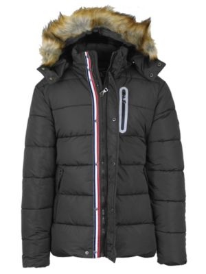 Heavyweight Tech Puffer Jacket With Chest Pocket & Detachable Faux Fur Hood