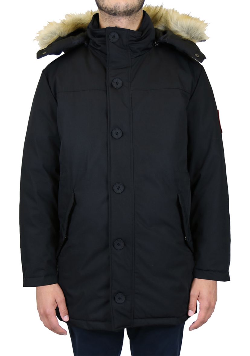 Mens Heavyweight Parka Jacket With Detachable Hood