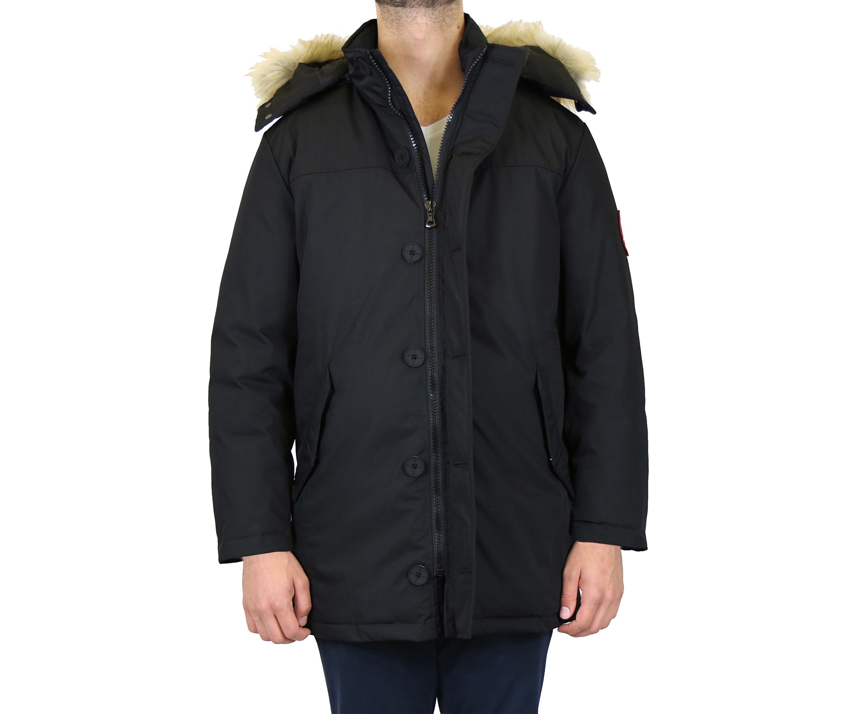 Mens Heavyweight Parka Jacket With Detachable Hood