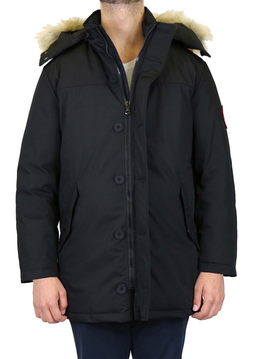 Mens Heavyweight Parka Jacket With Detachable Hood