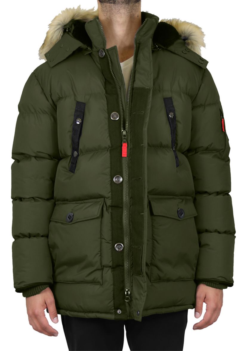 Mens Heavyweight Parka Jacket With Detachable Hood