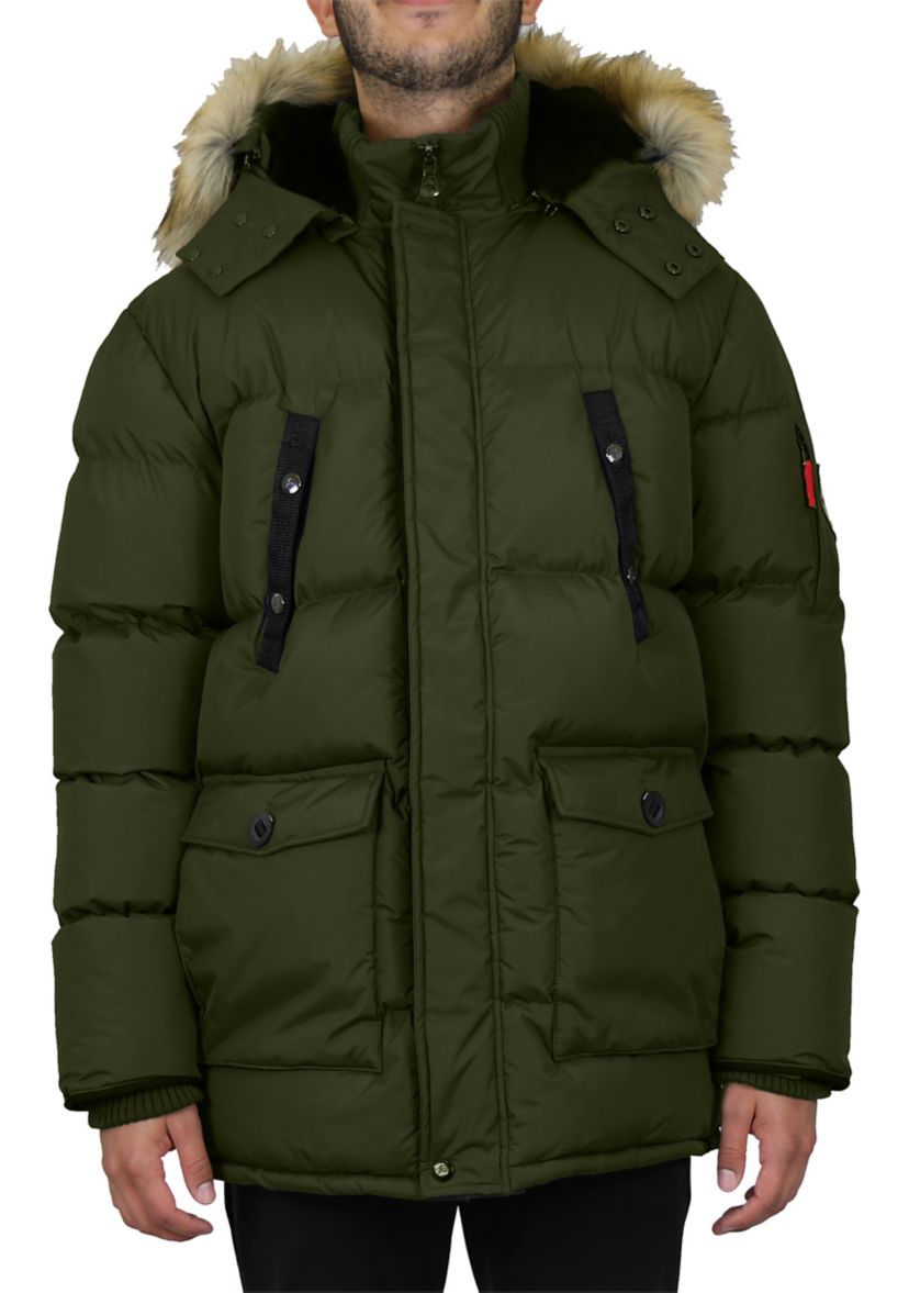 Mens Heavyweight Parka Jacket With Detachable Hood