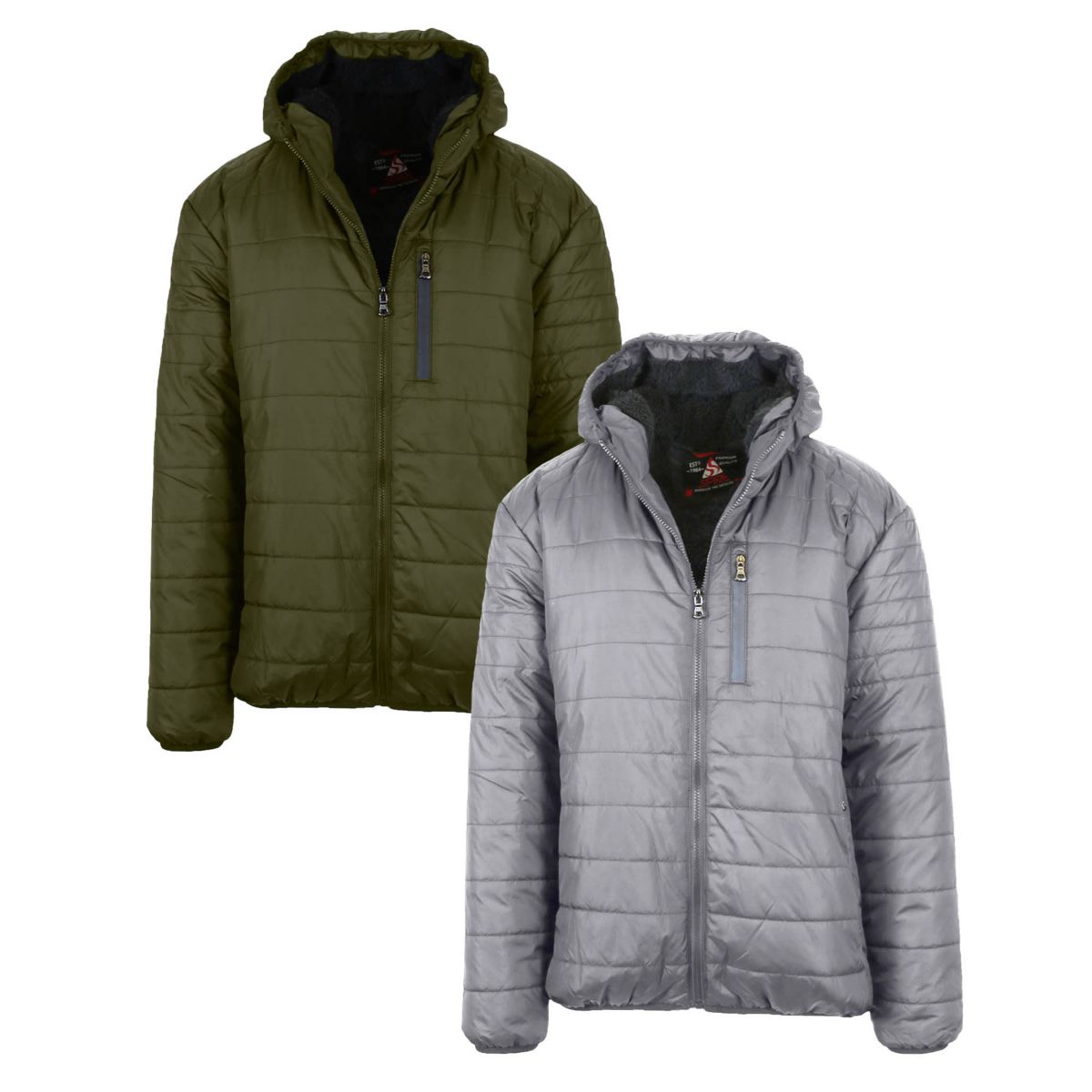 Sherpa Lined Hooded Puffer Jacket-2 Pack