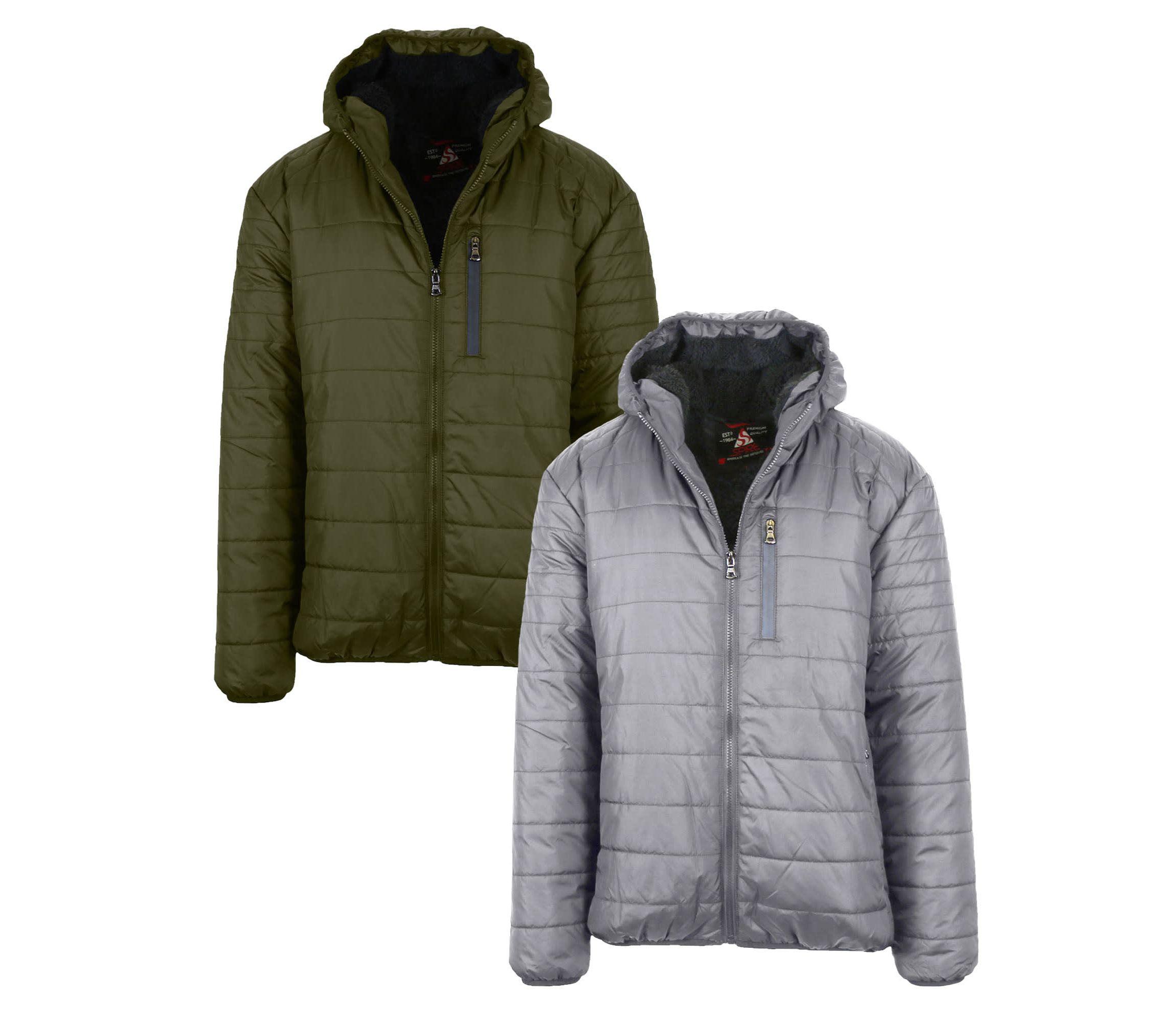 Sherpa Lined Hooded Puffer Jacket-2 Pack