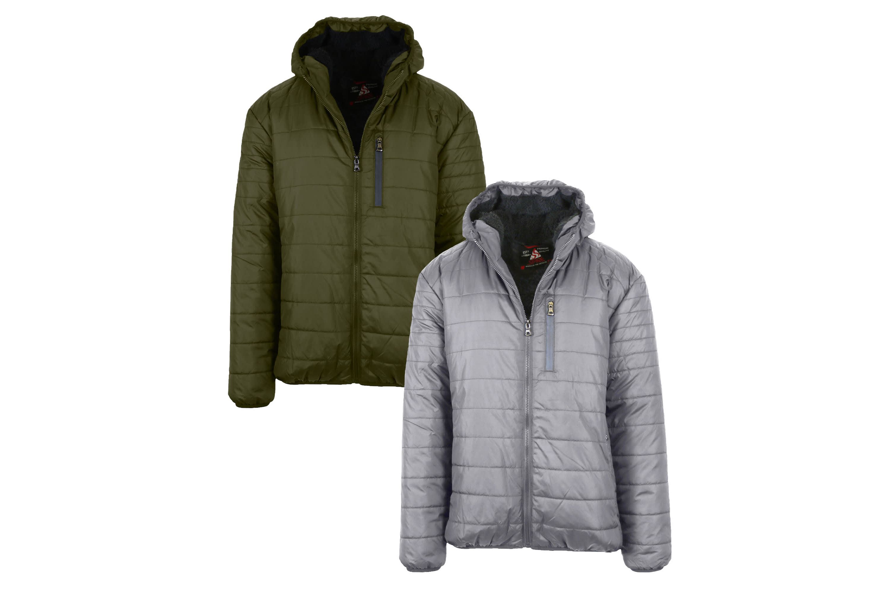 Sherpa Lined Hooded Puffer Jacket-2 Pack