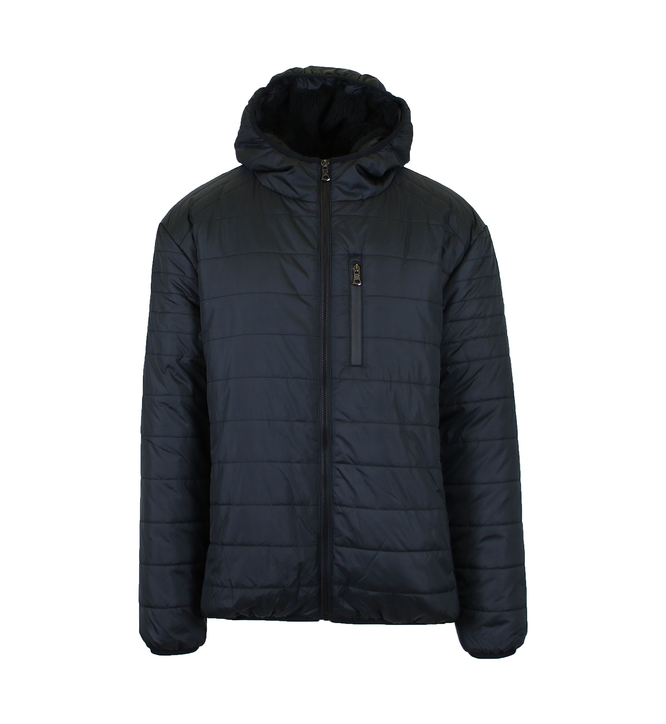 Mens Sherpa  Lined Hooded Puffer Jacket