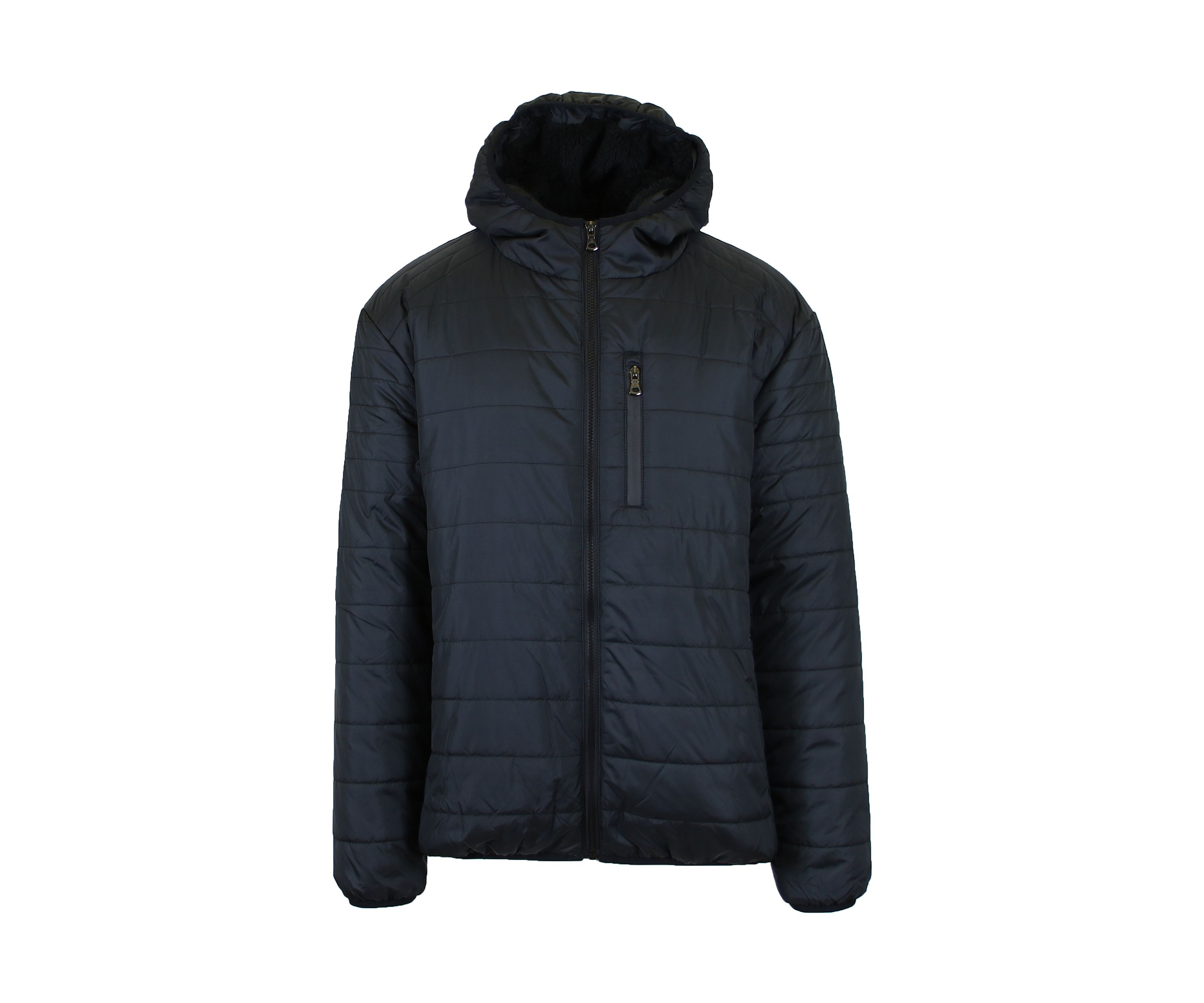 Mens Sherpa  Lined Hooded Puffer Jacket