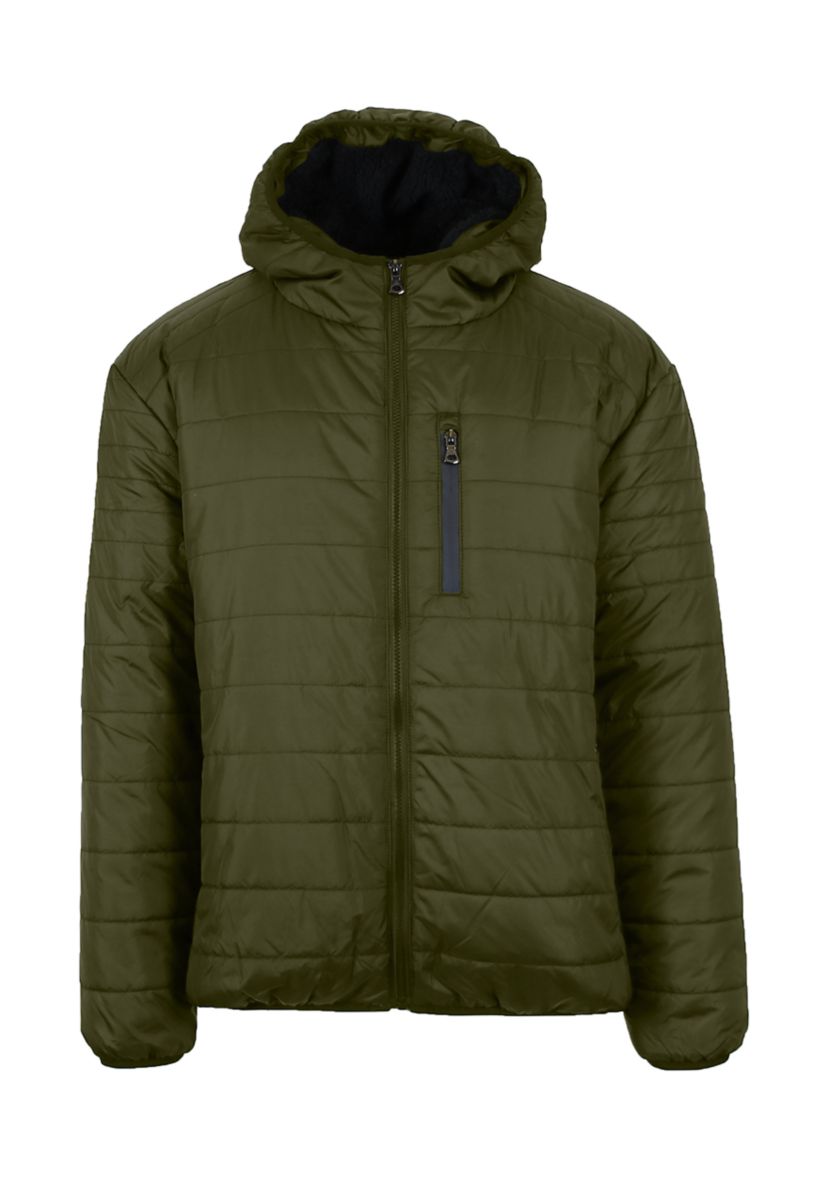 Mens Sherpa  Lined Hooded Puffer Jacket