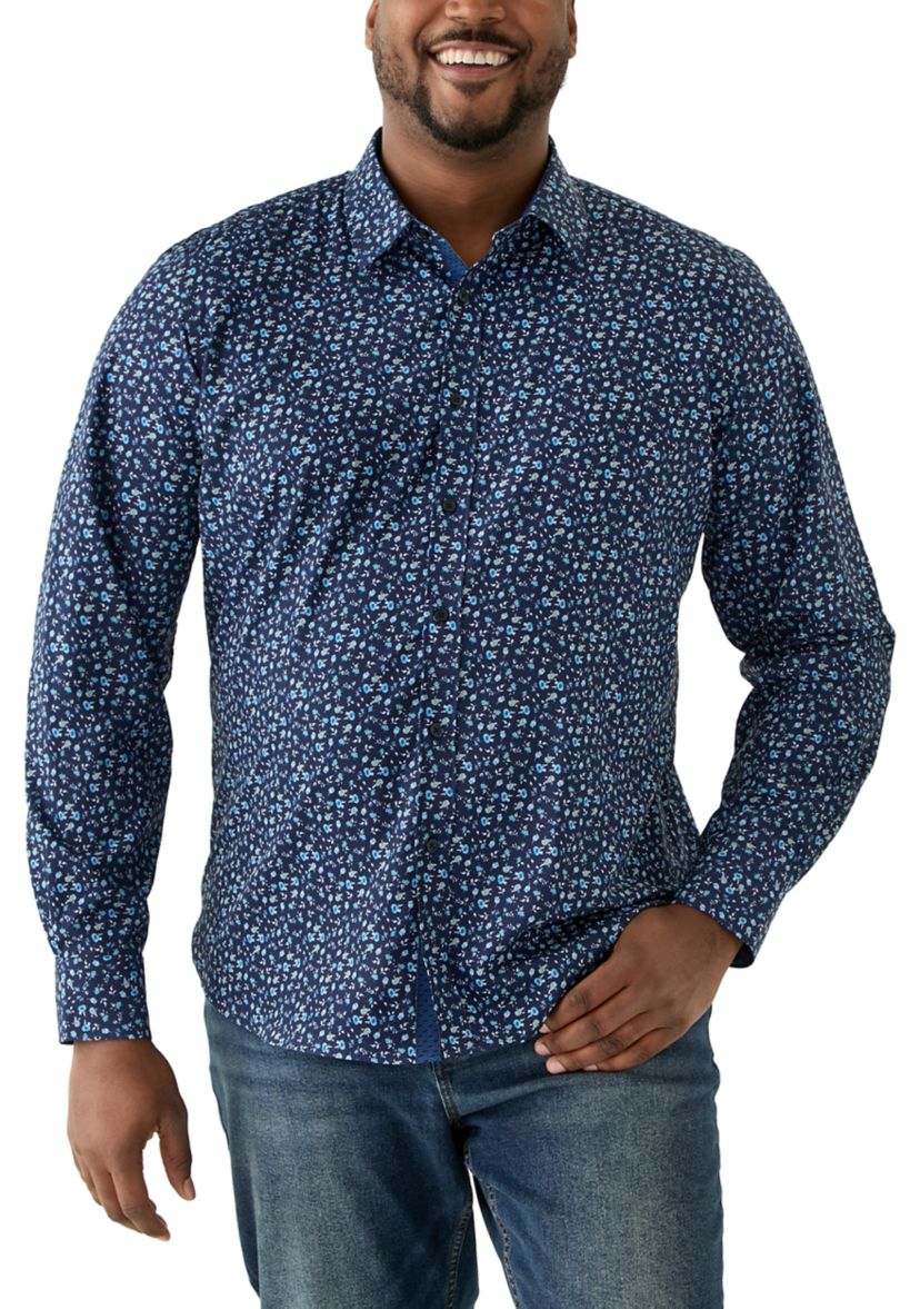 Big & Tall Floral Printed Woven Shirt