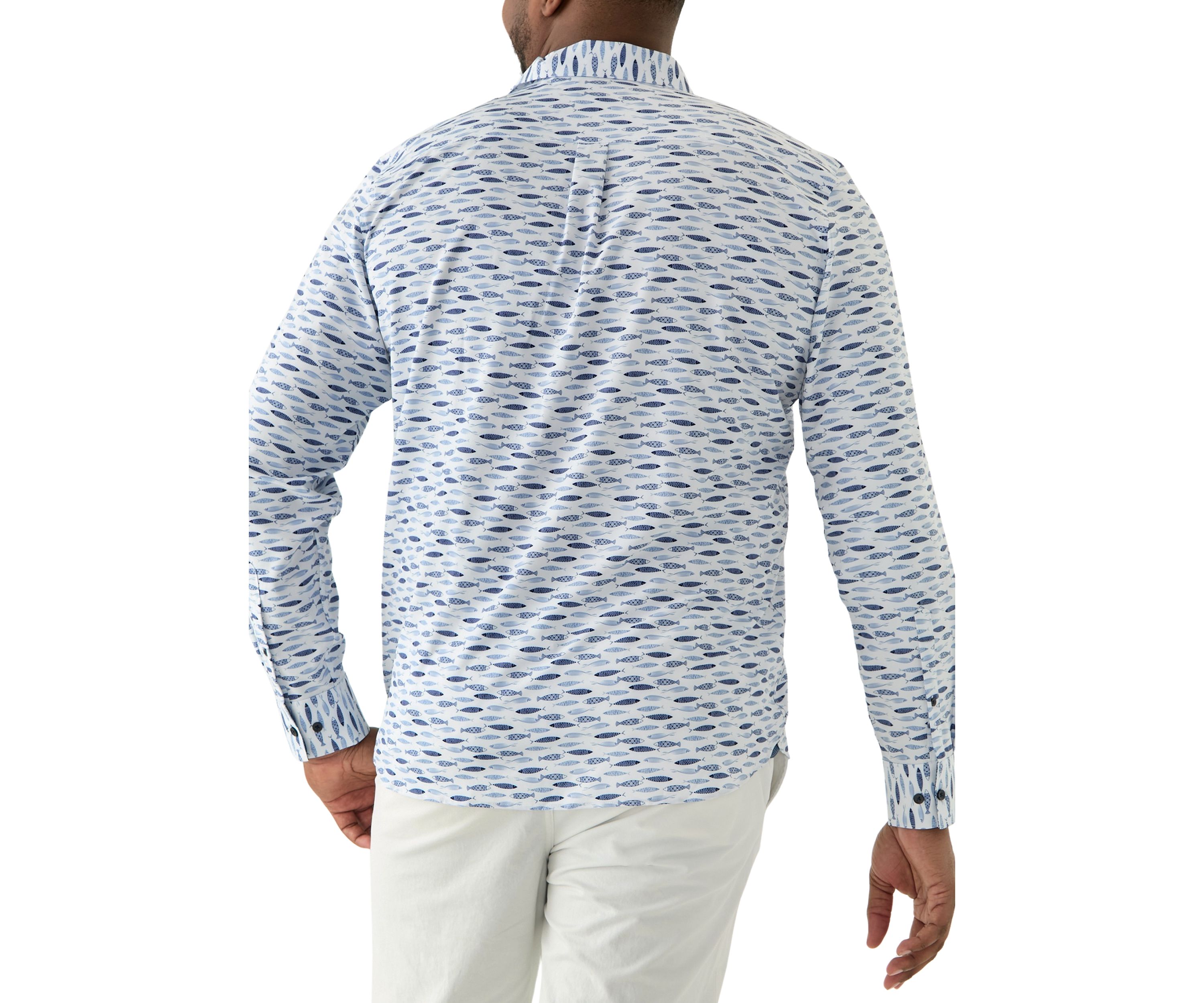 Big & Tall Fish Printed Woven Shirt