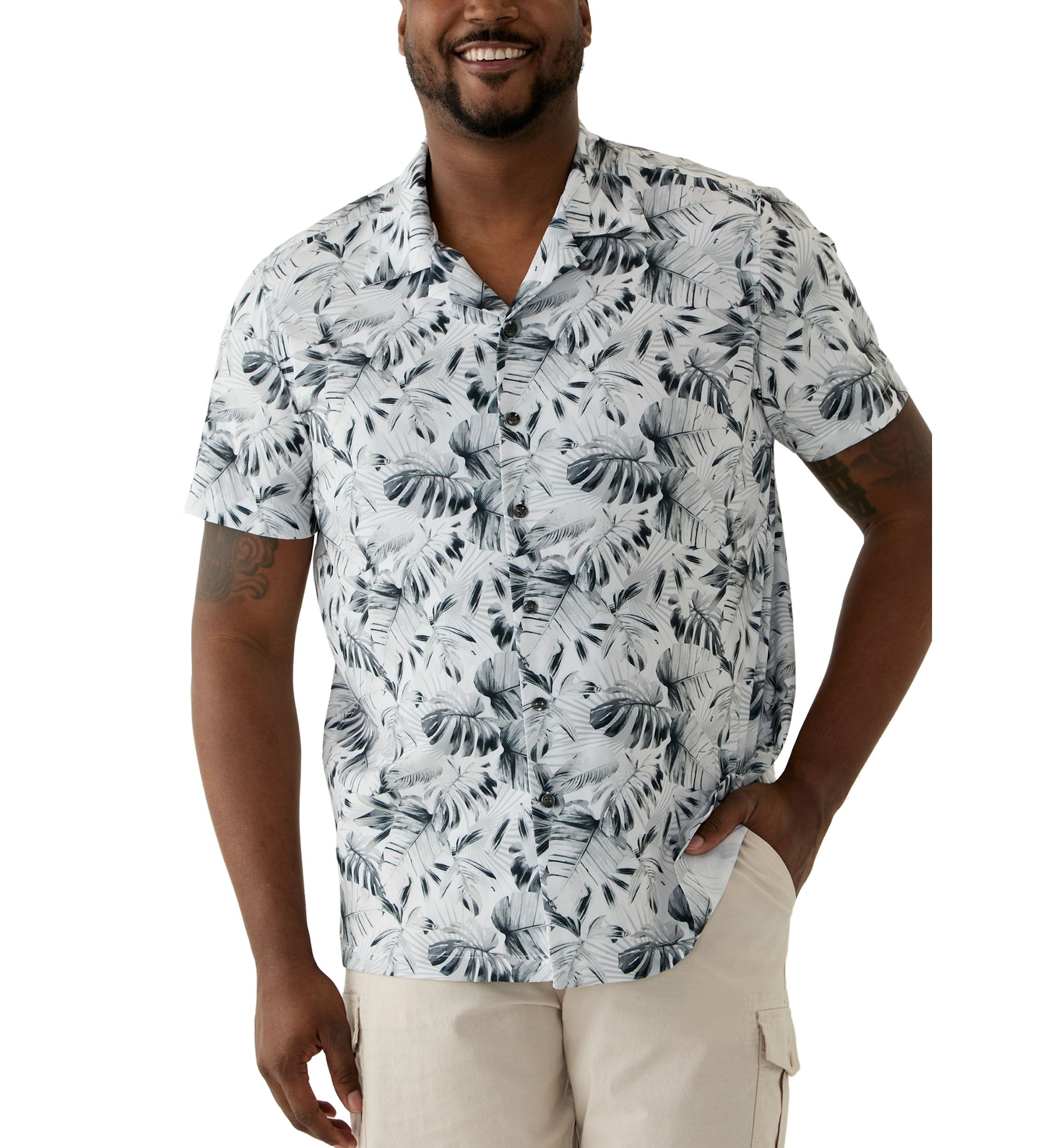 Big & Tall Tropical Printed Woven Shirt