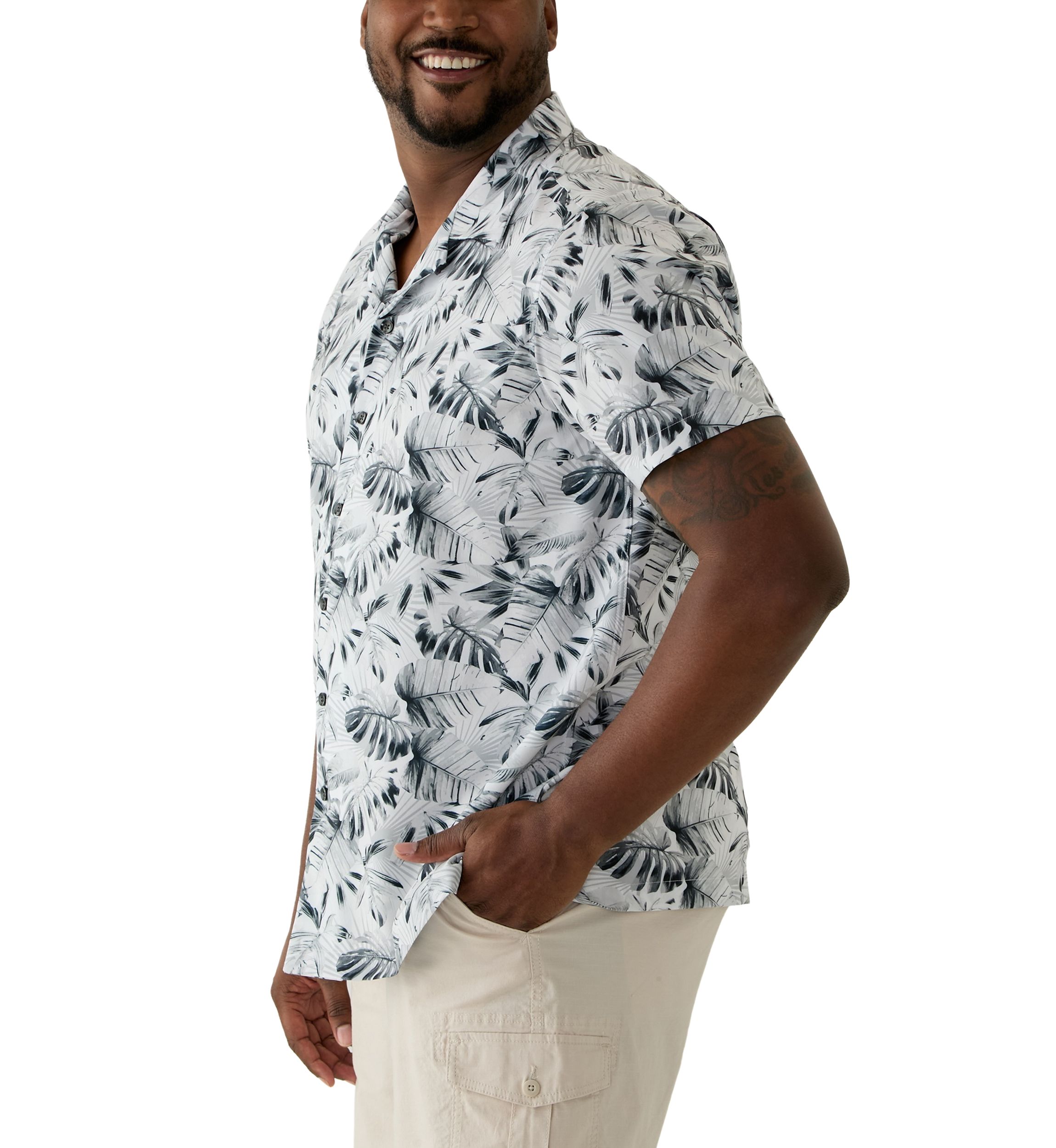 Big & Tall Tropical Printed Woven Shirt