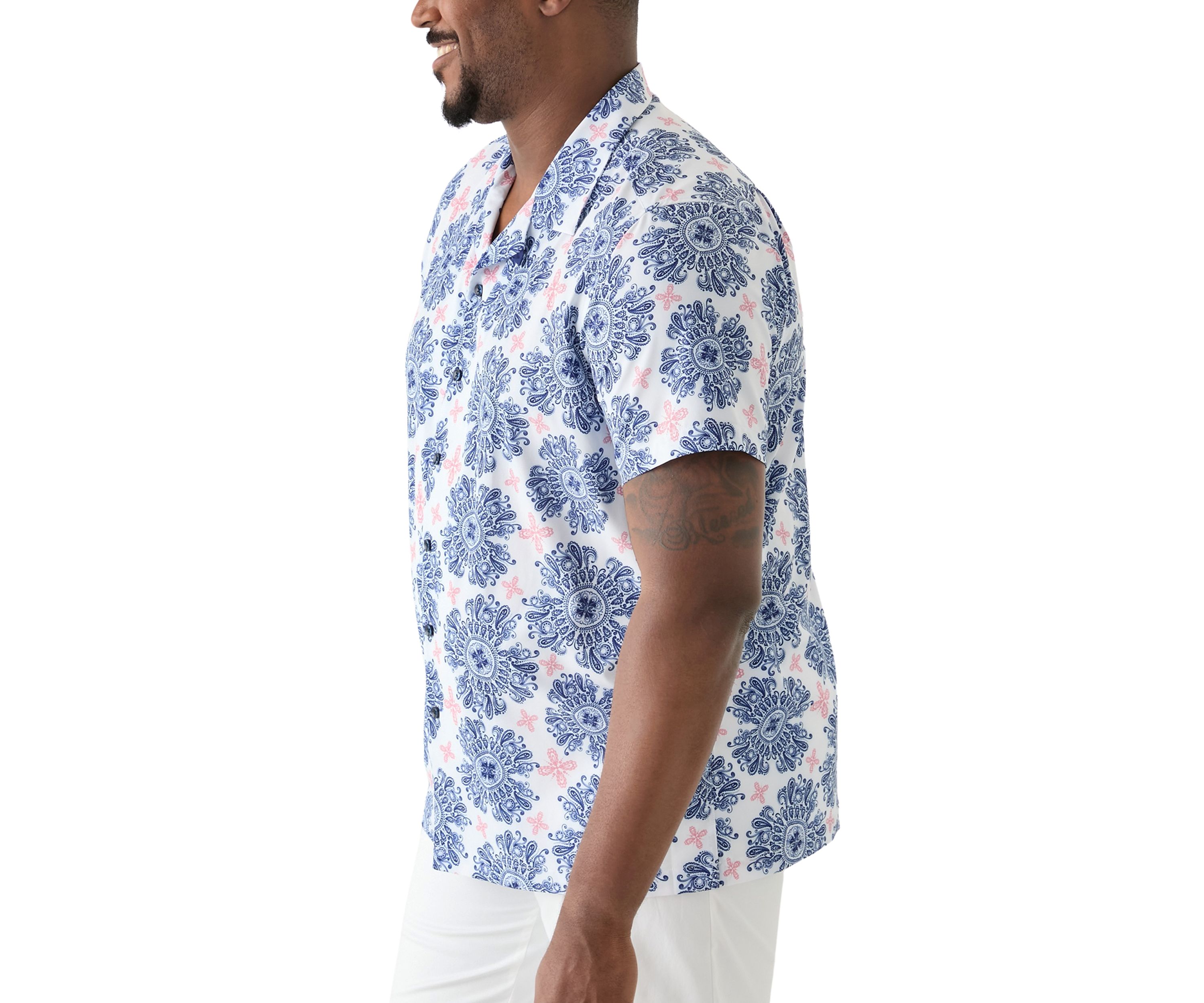Big & Tall Floral Printed Camp Shirt
