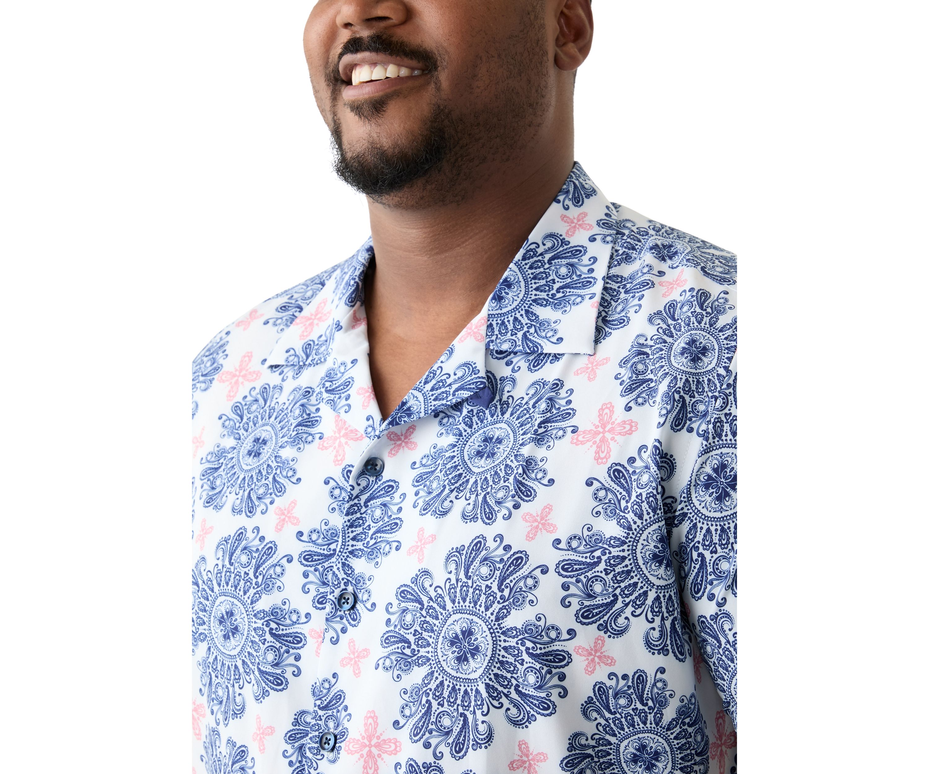 Big & Tall Floral Printed Camp Shirt