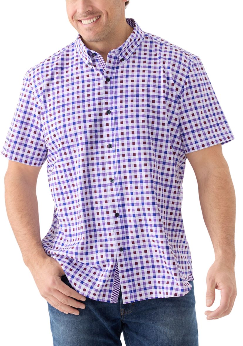 Big & Tall Short Sleeve Plaid Woven Shirt