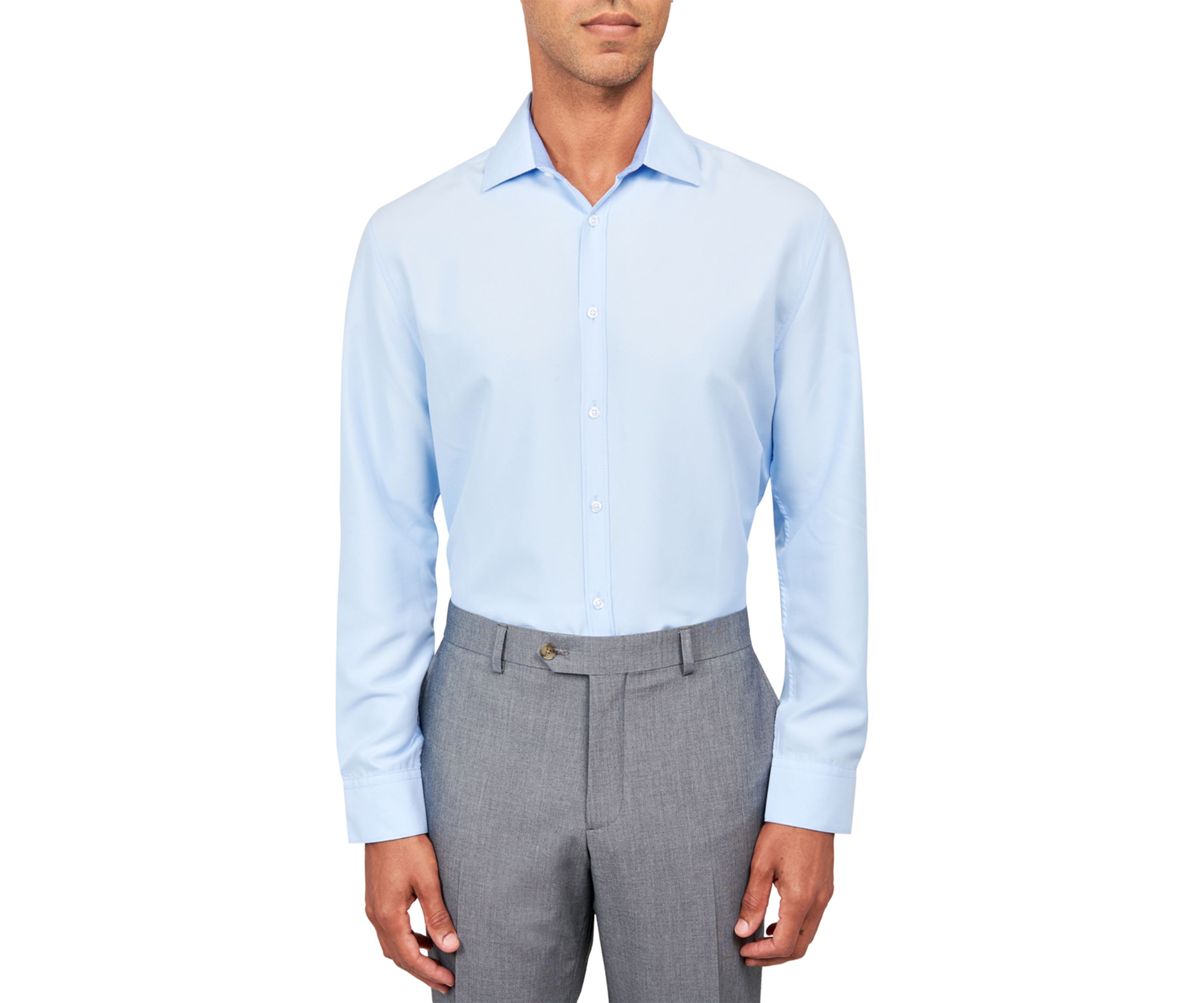 Mens Slim Fit Solid Dress Shirt