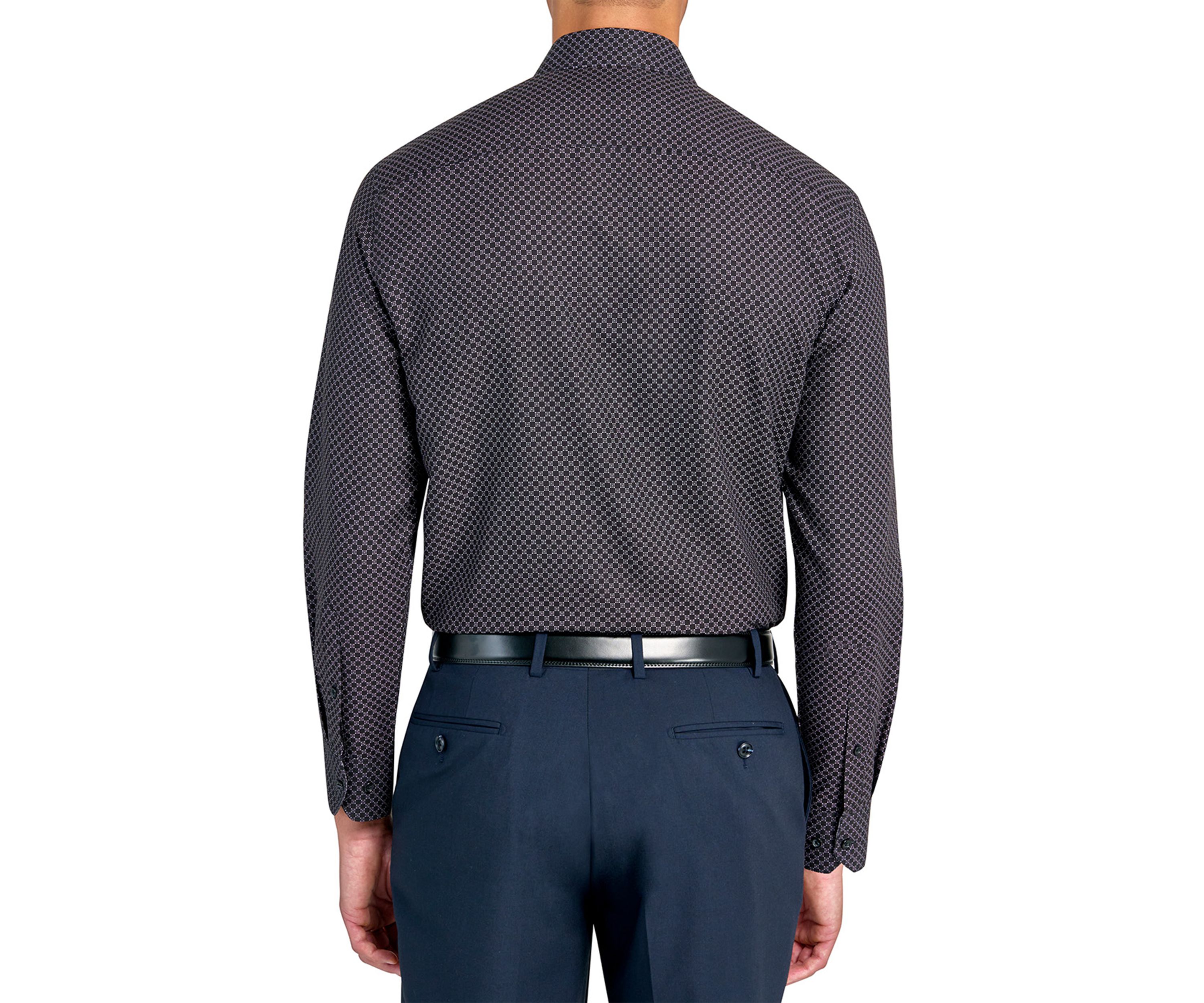 Slim Fit Black Geo Performance Stretch Dress Shirt