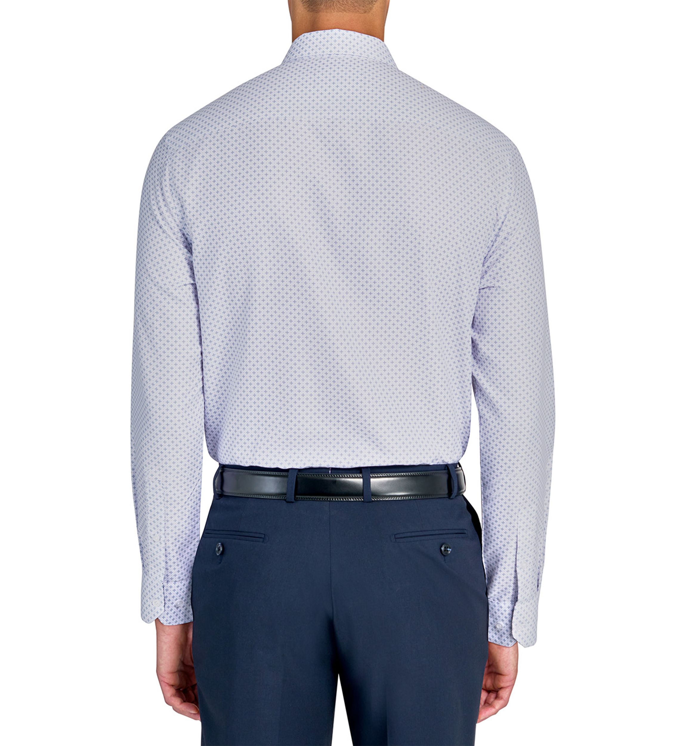 Slim Fit White Neat Print Performance Stretch Dress Shirt
