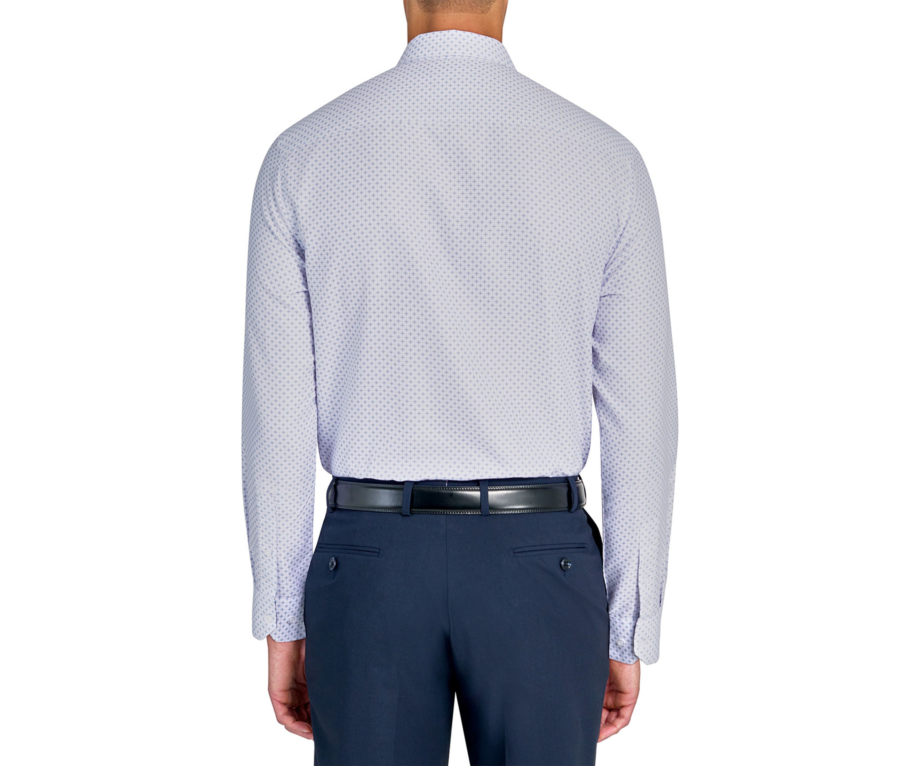 Slim Fit White Neat Print Performance Stretch Dress Shirt