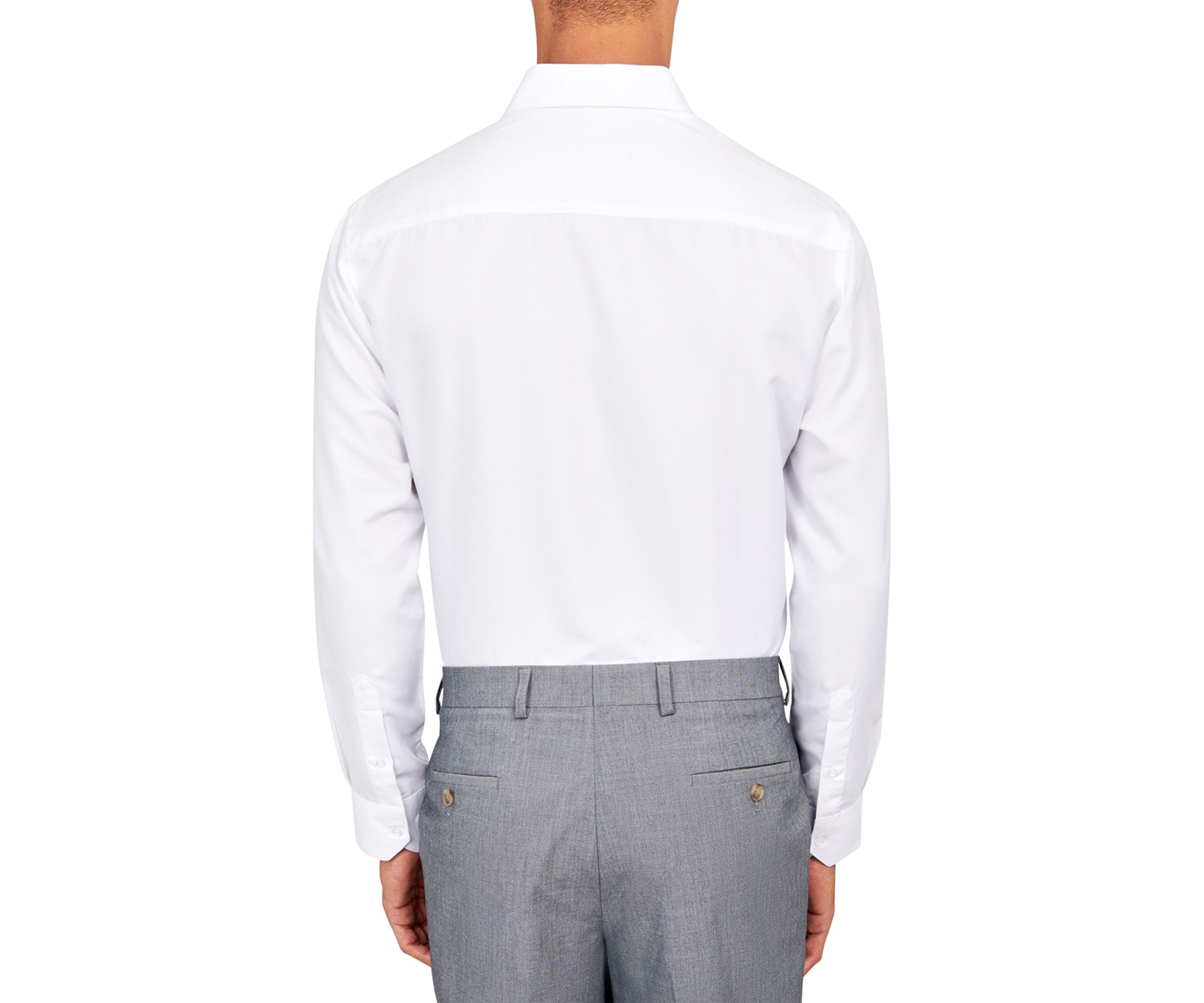 Mens Slim Fit White Solid Performance Stretch Dress Shirt