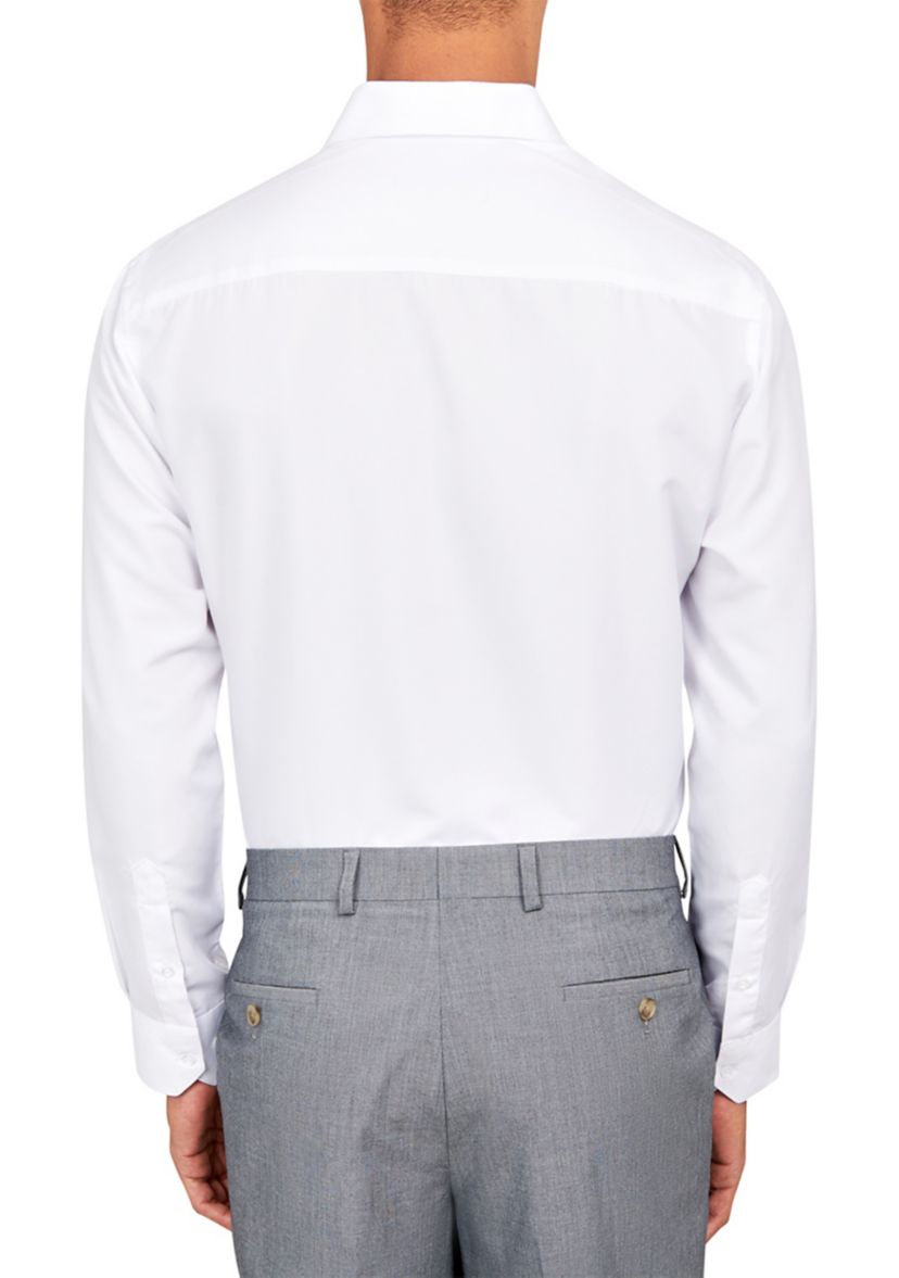 Mens Slim Fit White Solid Performance Stretch Dress Shirt