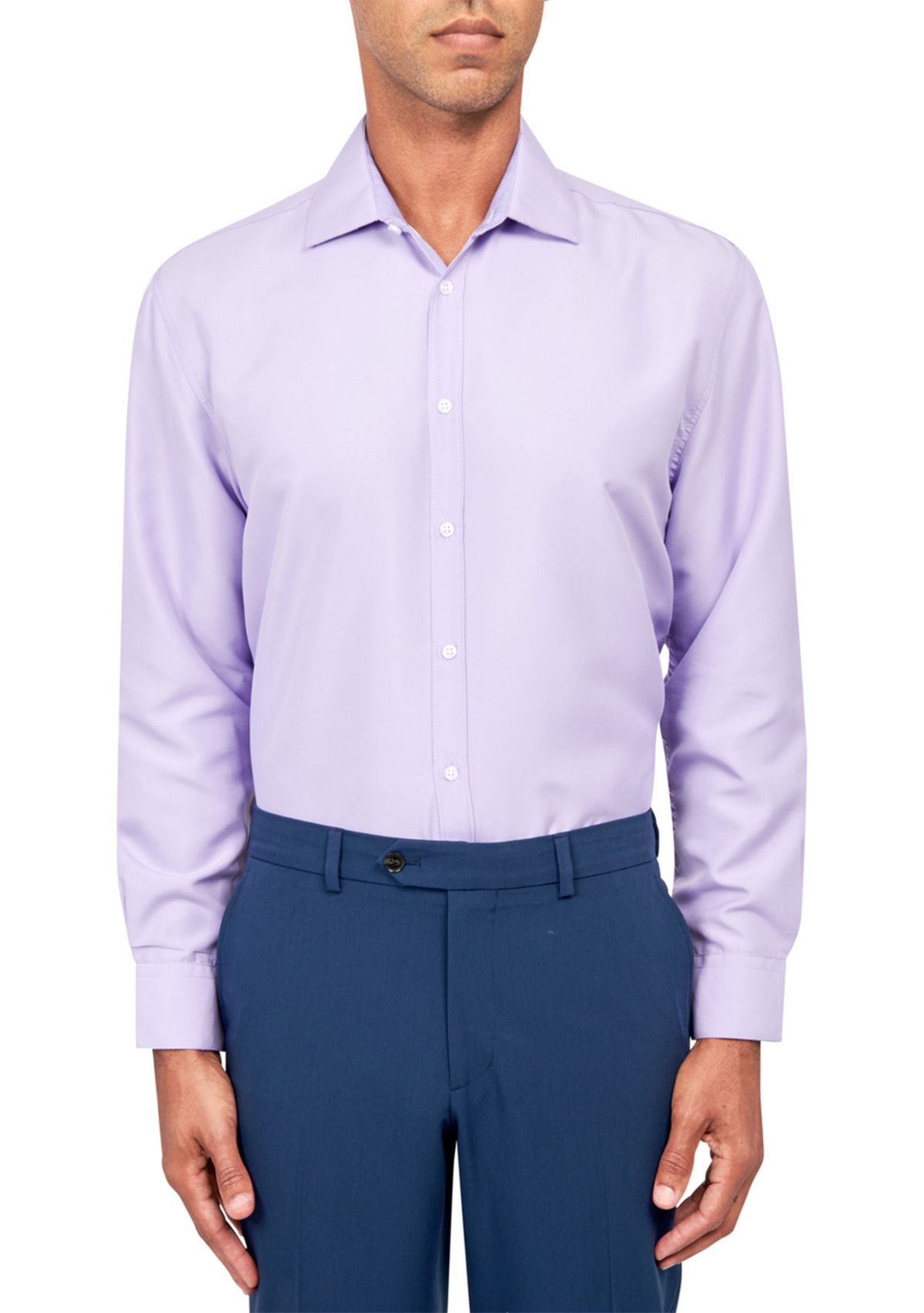 Mens Slim Fit Lilac Solid Performance Stretch Dress Shirt