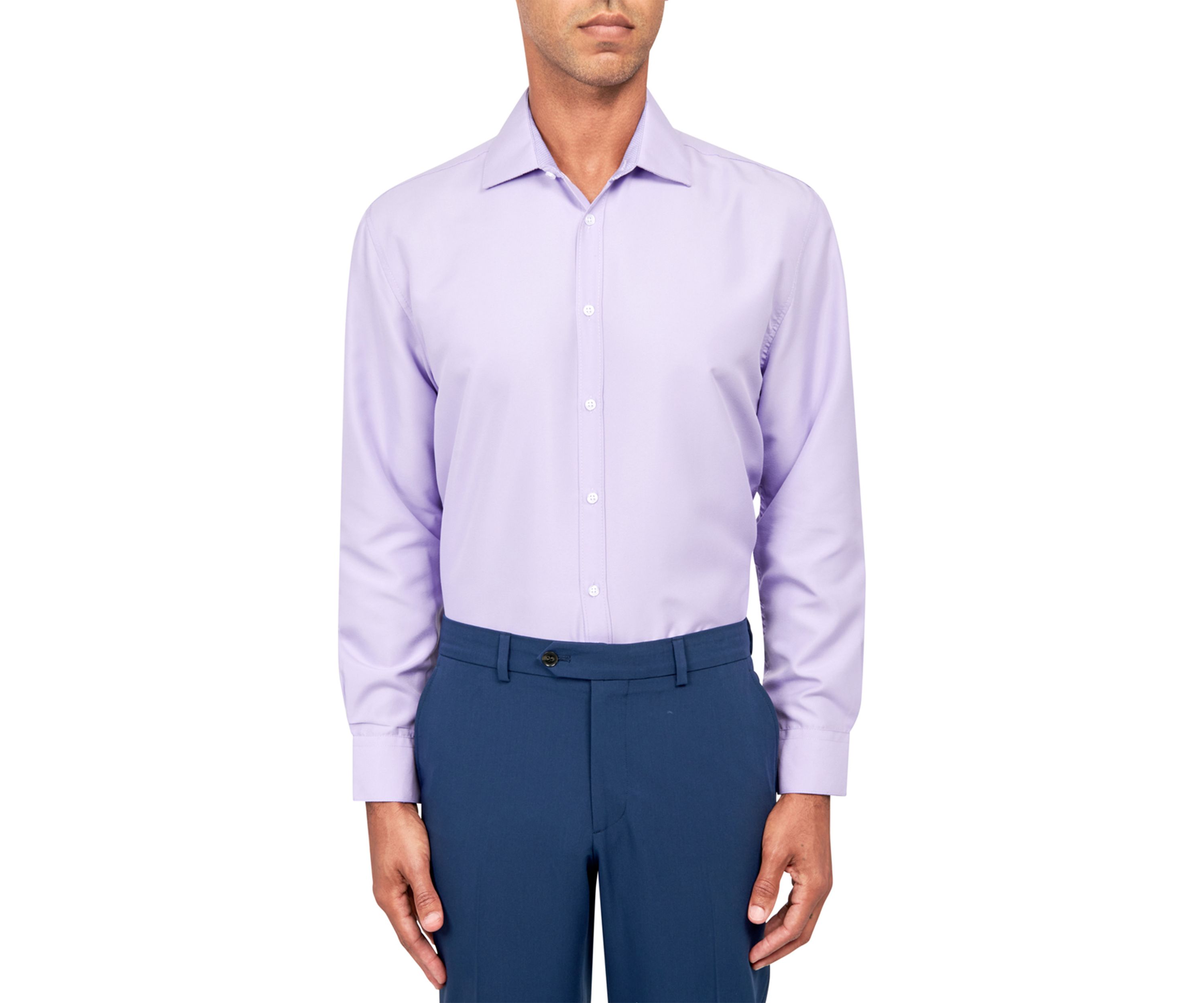 Mens Slim Fit Lilac Solid Performance Stretch Dress Shirt