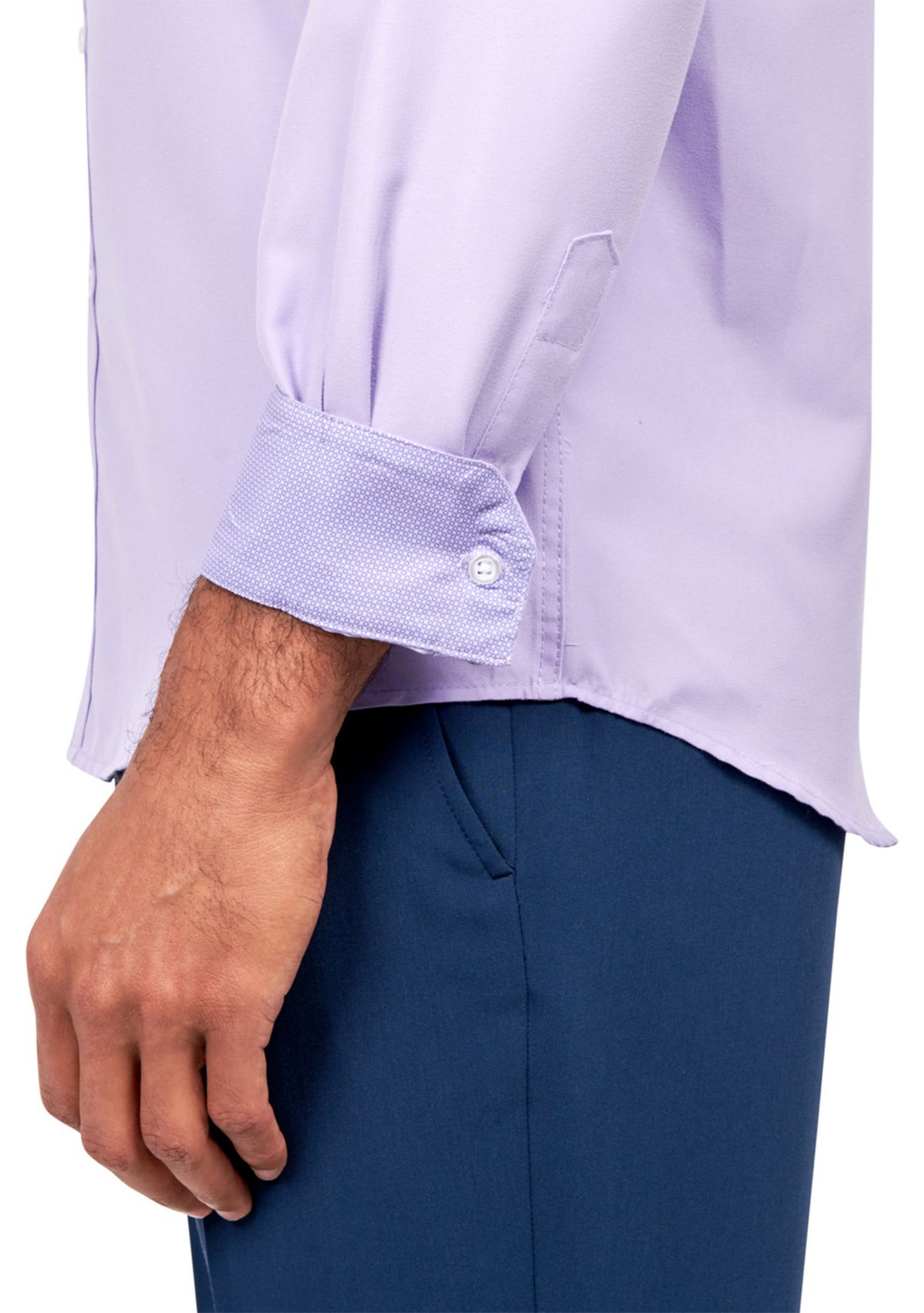 Mens Slim Fit Lilac Solid Performance Stretch Dress Shirt