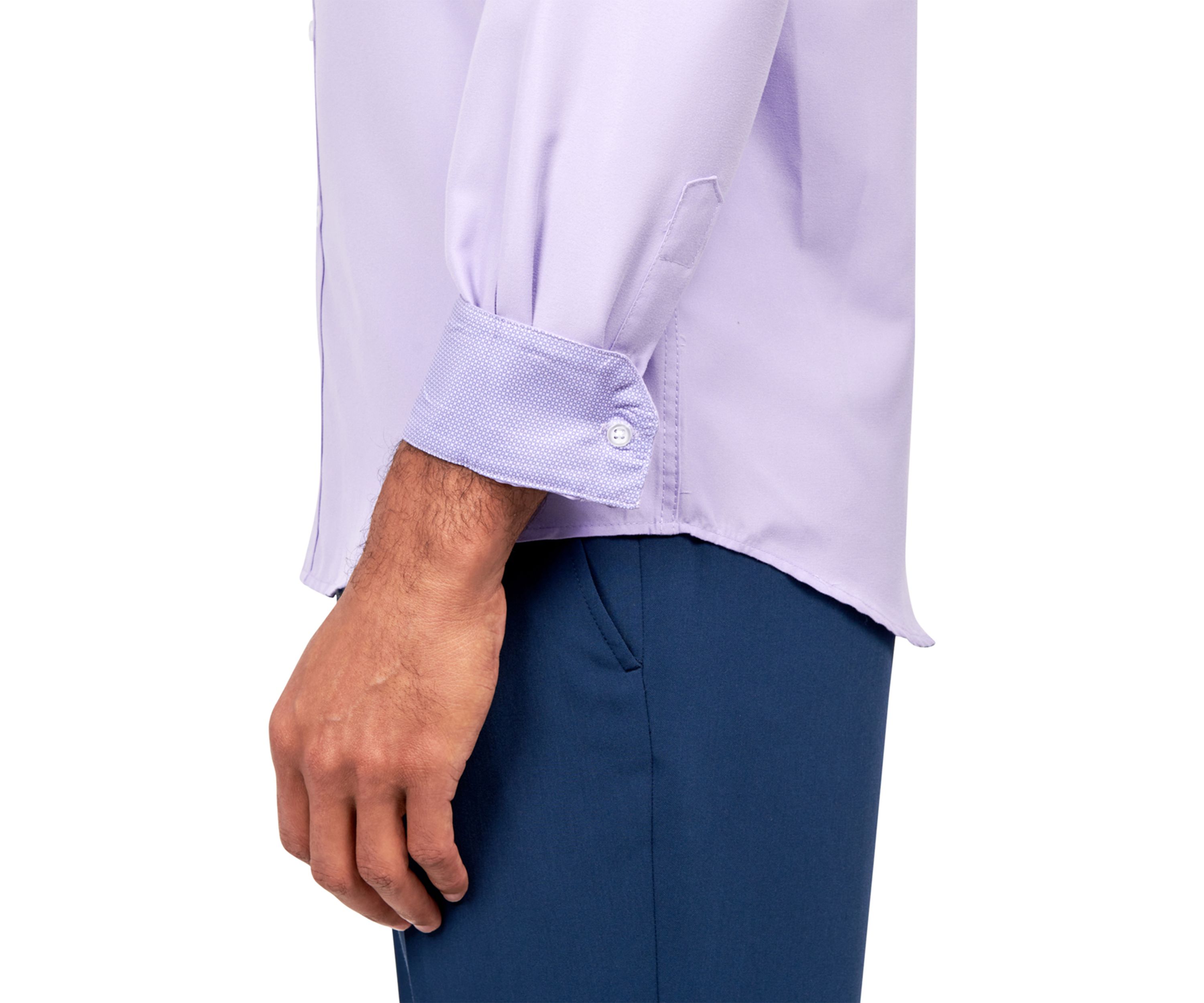Mens Slim Fit Lilac Solid Performance Stretch Dress Shirt