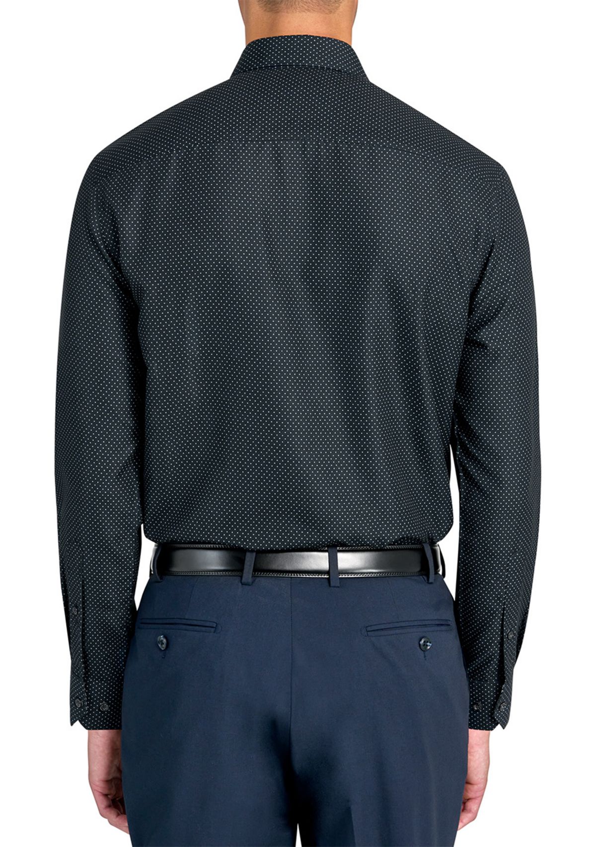  Slim Fit Black Dot Performance Stretch Dress Shirt