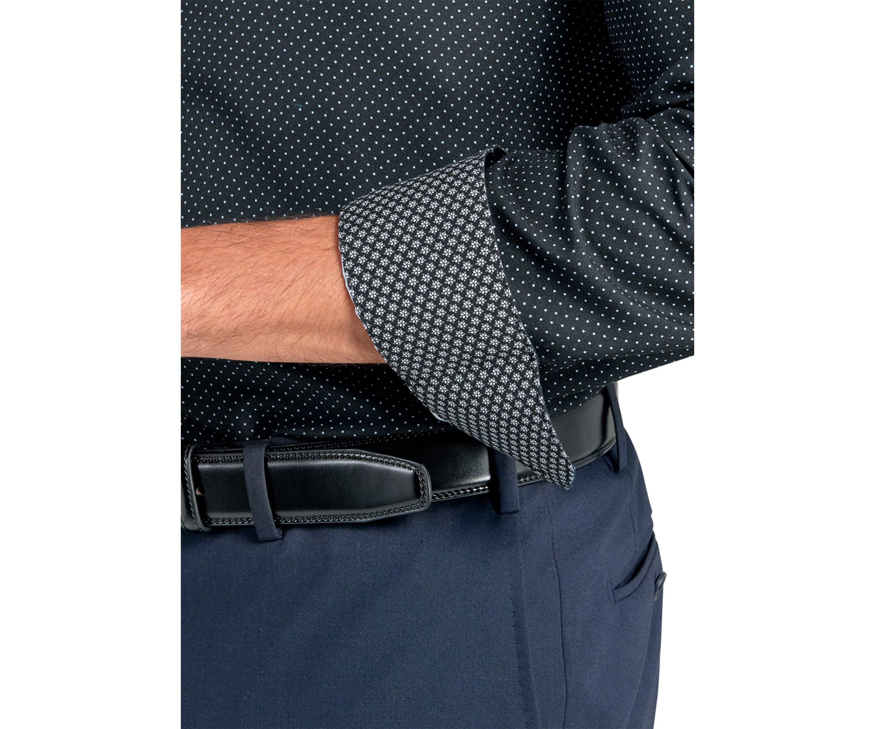  Slim Fit Black Dot Performance Stretch Dress Shirt