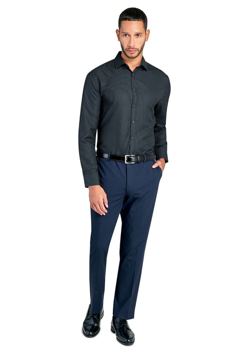  Slim Fit Black Dot Performance Stretch Dress Shirt