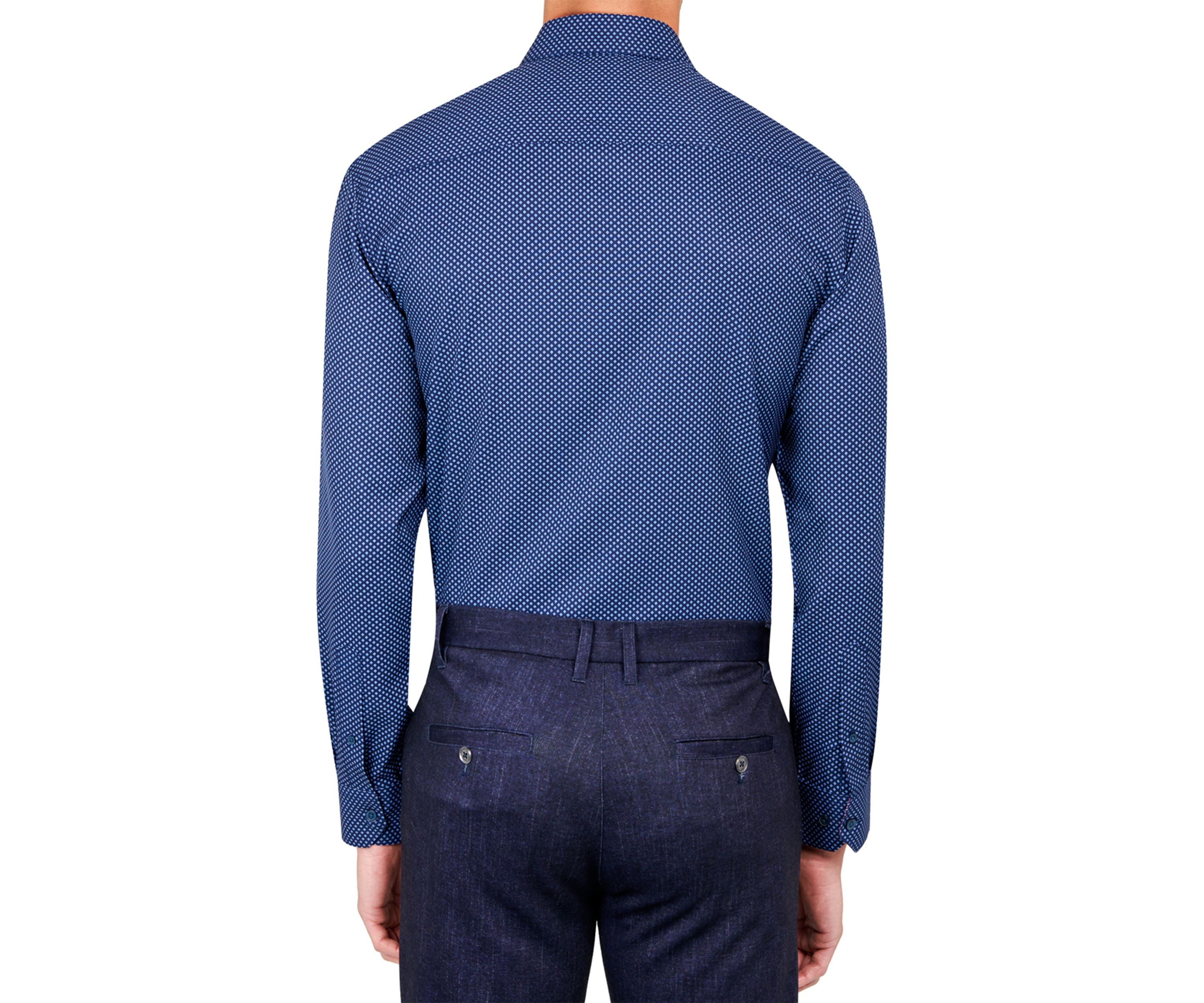Mens Slim Fit Geometric Performance Stretch Dress Shirt
