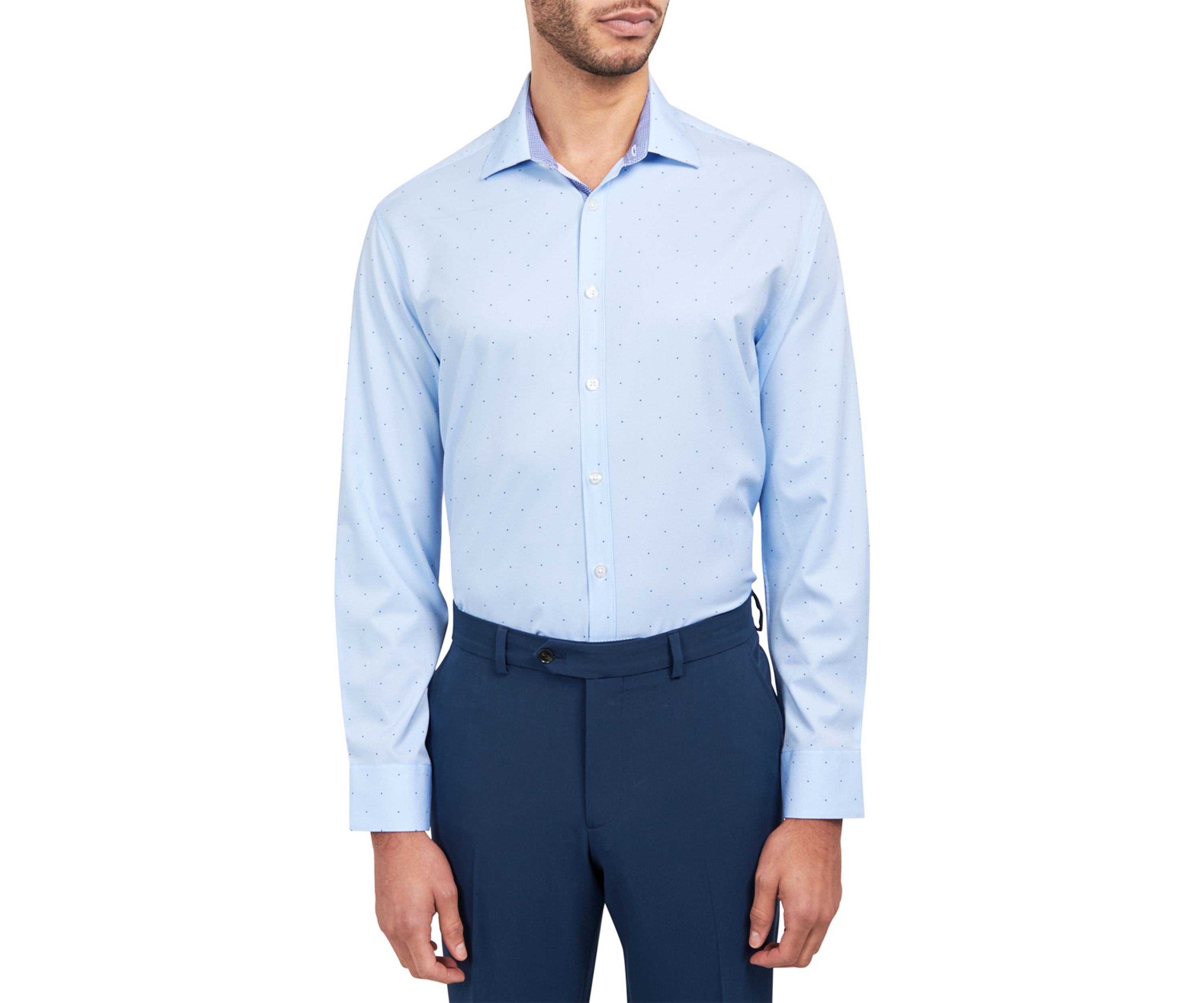 Mens Slim Fit Open Space Dot Performance Stretch Dress Shirt