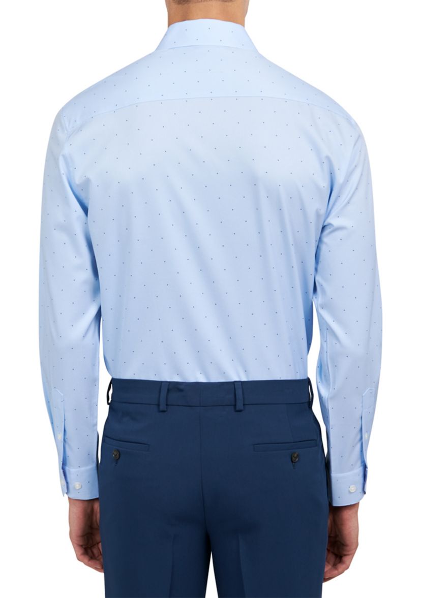 Mens Slim Fit Open Space Dot Performance Stretch Dress Shirt