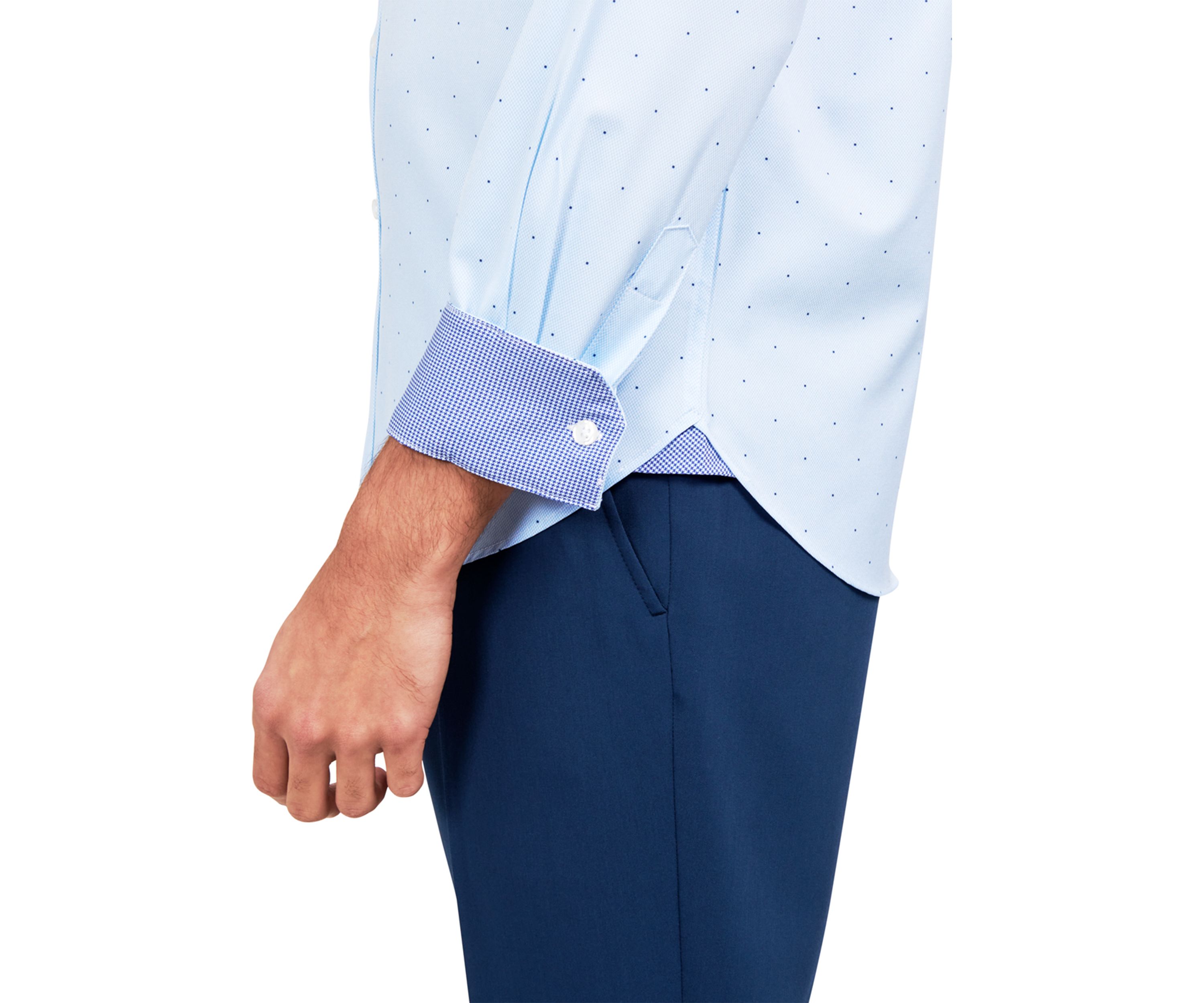 Mens Slim Fit Open Space Dot Performance Stretch Dress Shirt