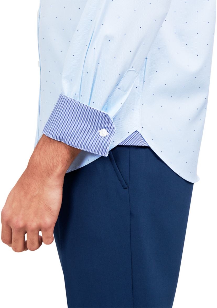 Mens Slim Fit Open Space Dot Performance Stretch Dress Shirt