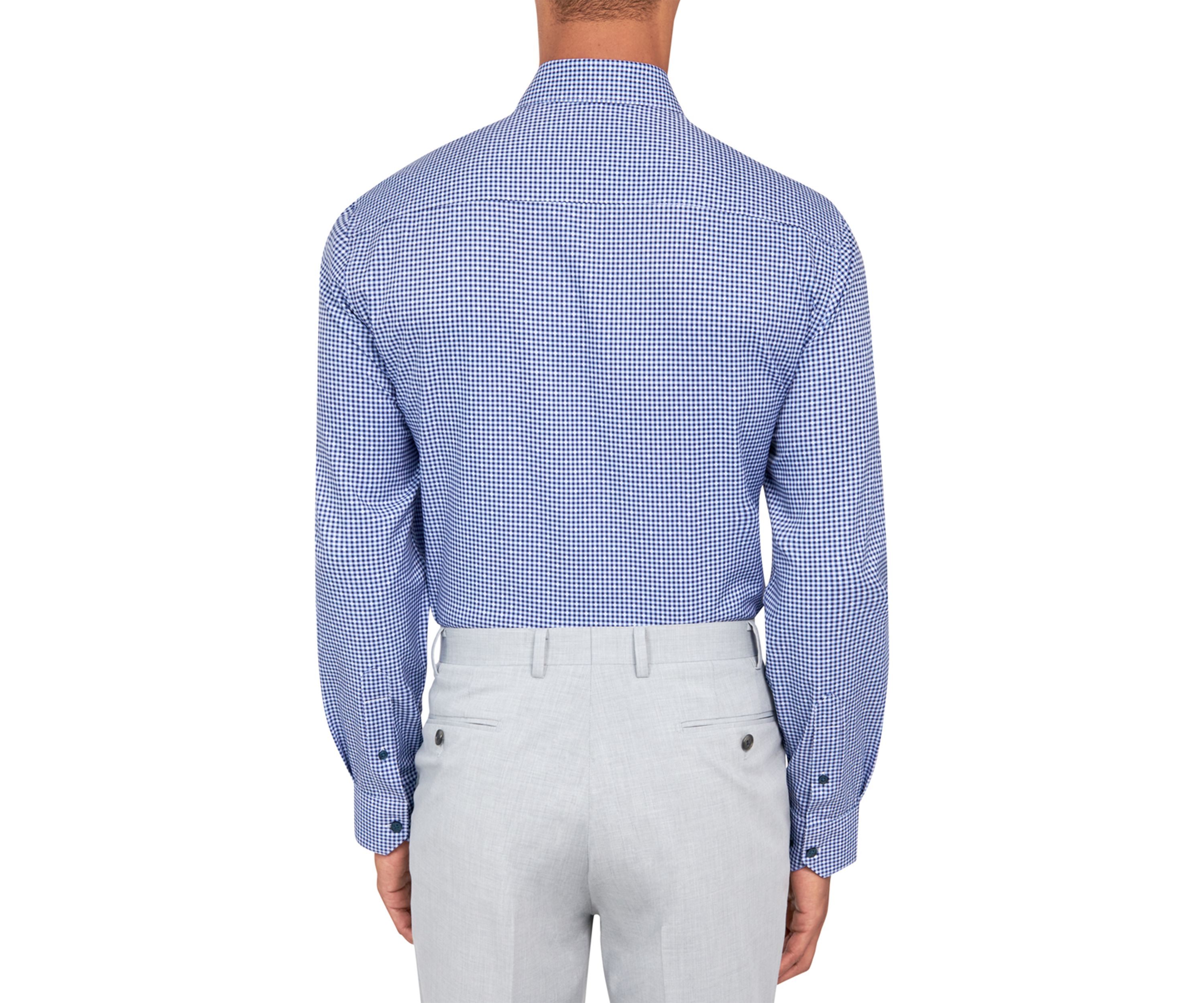 Mens Slim Fit Plaid Performance Stretch Dress Shirt