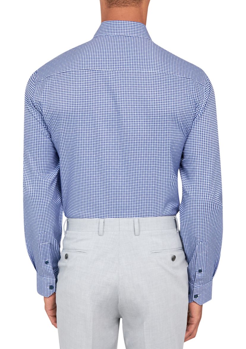 Mens Slim Fit Plaid Performance Stretch Dress Shirt