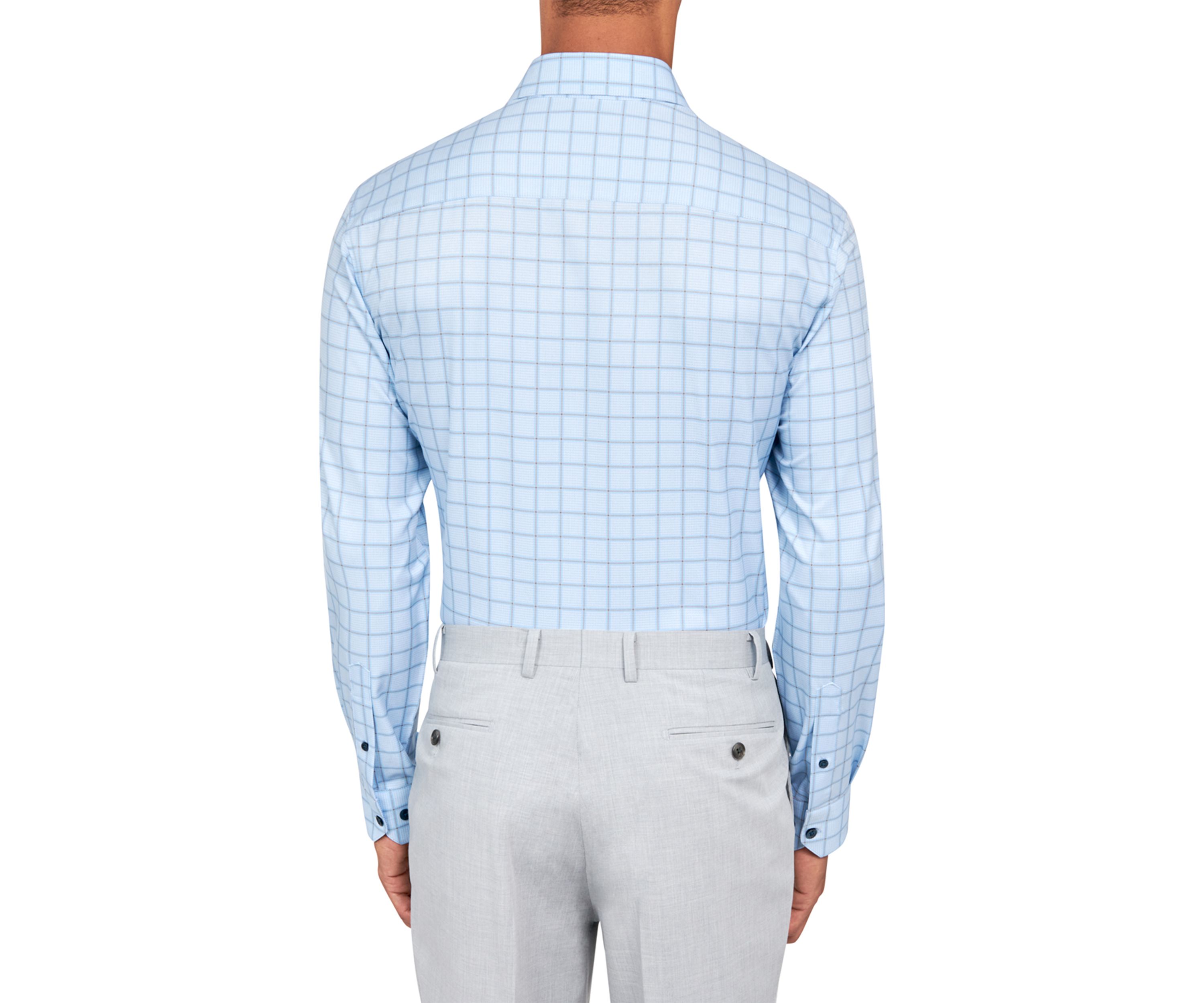 Mens Slim Fit Plaid Performance Stretch Dress Shirt